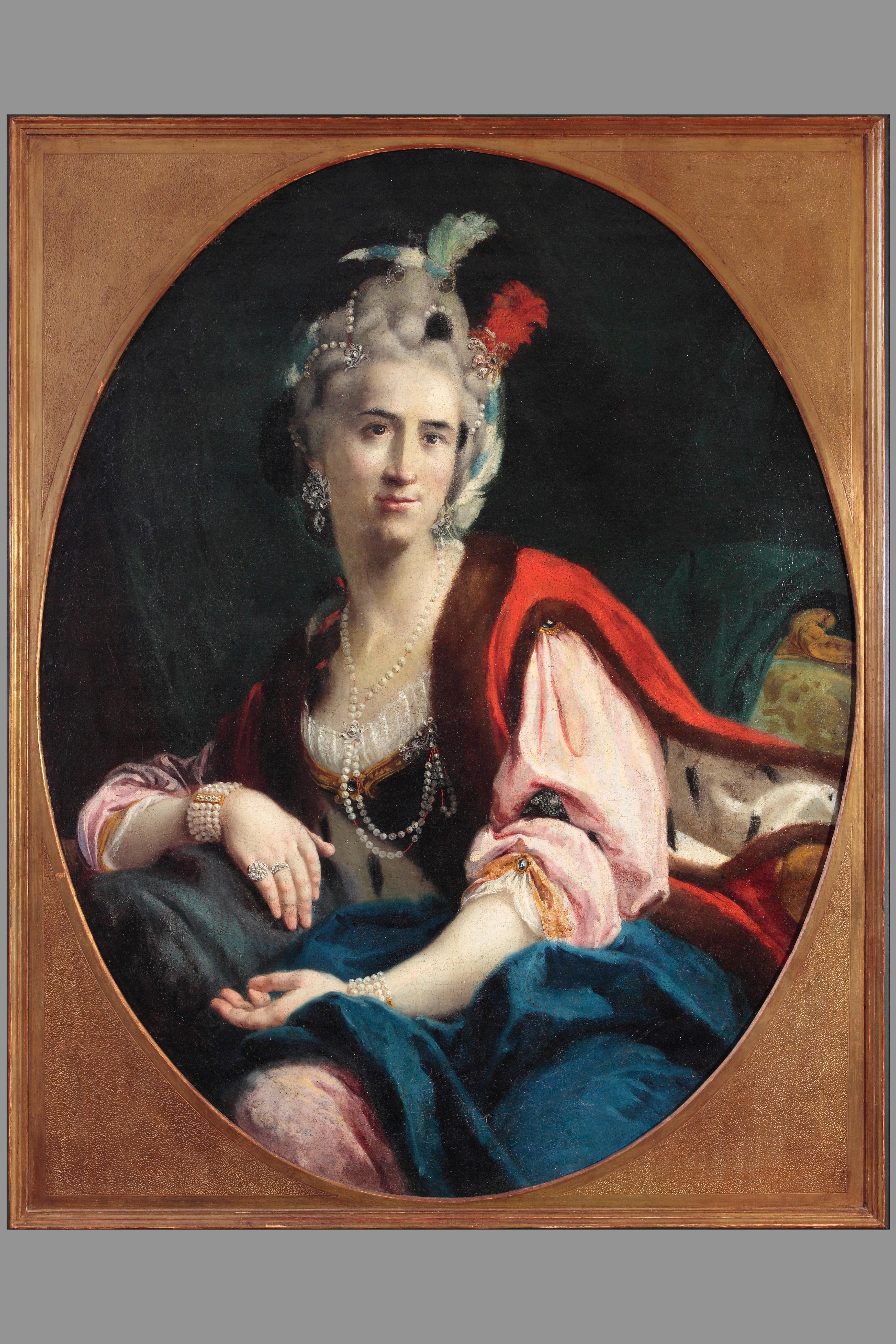 Dalla Rosa, Porträt von Angela Guggerotti Fracastoro, Öl/Leinwand, 18. Jahrhundert – Painting von Saverio Dalla Rosa 