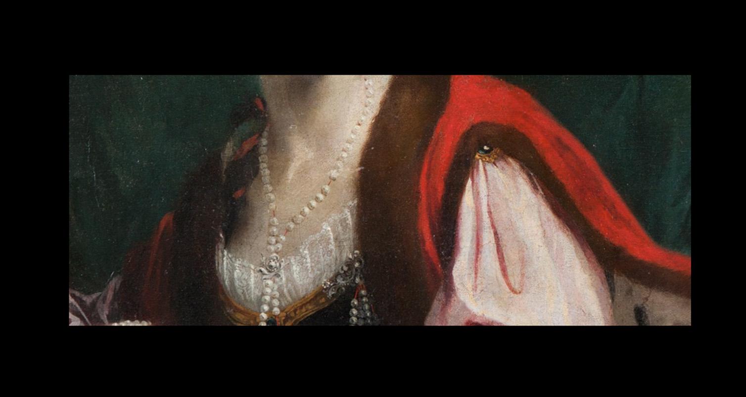 Saverio Dalla Rosa (Verona, Italien, 1745 - 1821)
Titel: Porträt von Angela Guggerotti Fracastoro
Medium: Öl auf Leinwand
Maße: ohne Rahmen 94 x 73 cm - mit Rahmen 105 x 94 cm
Rahmen aus lackiertem und vergoldetem Holz.

Das Gemälde wird im