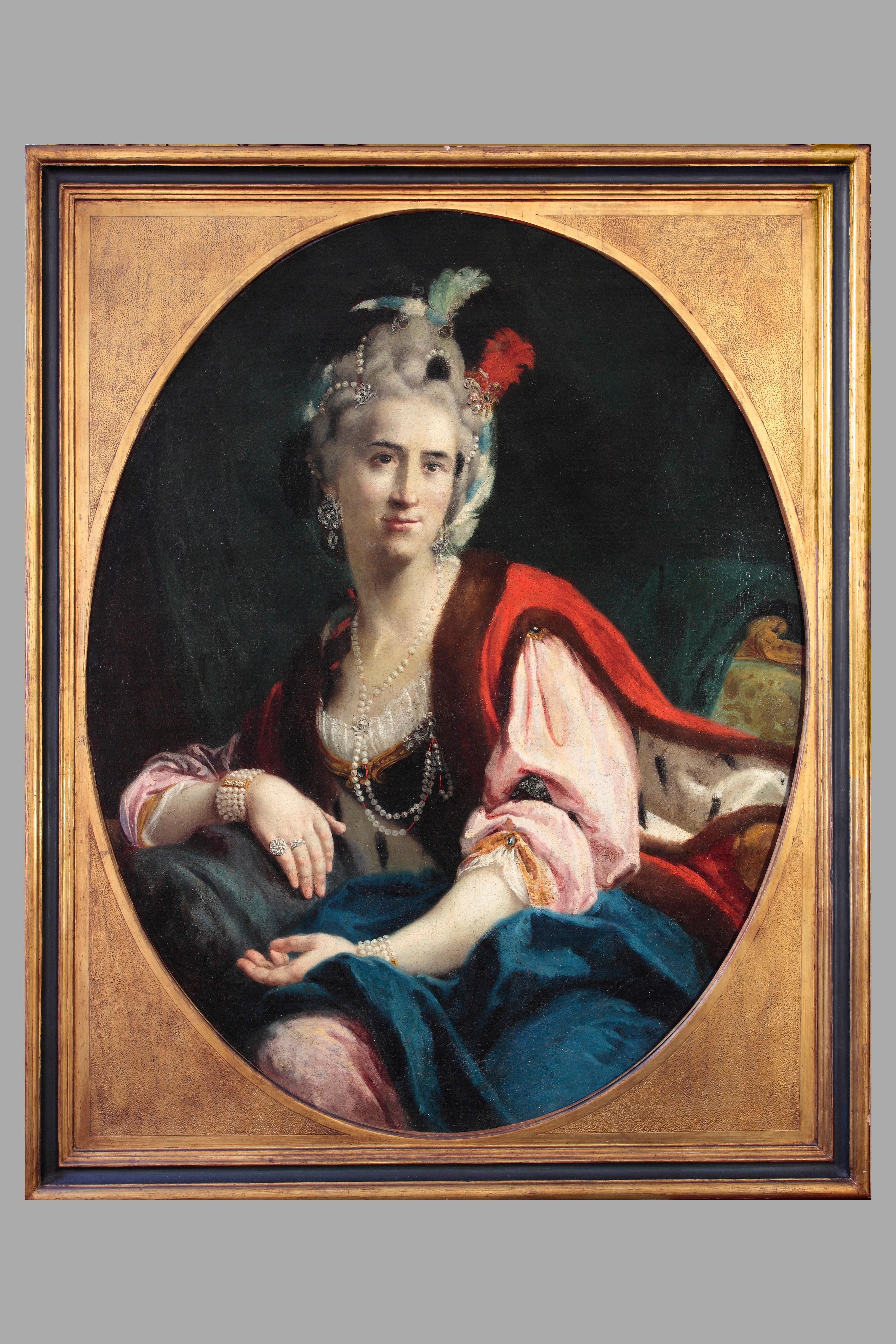 Saverio Dalla Rosa  Portrait Painting - 18th Century By Dalla Rosa Portrait of Angela GuggerottiFracastoro Oil on Canvas
