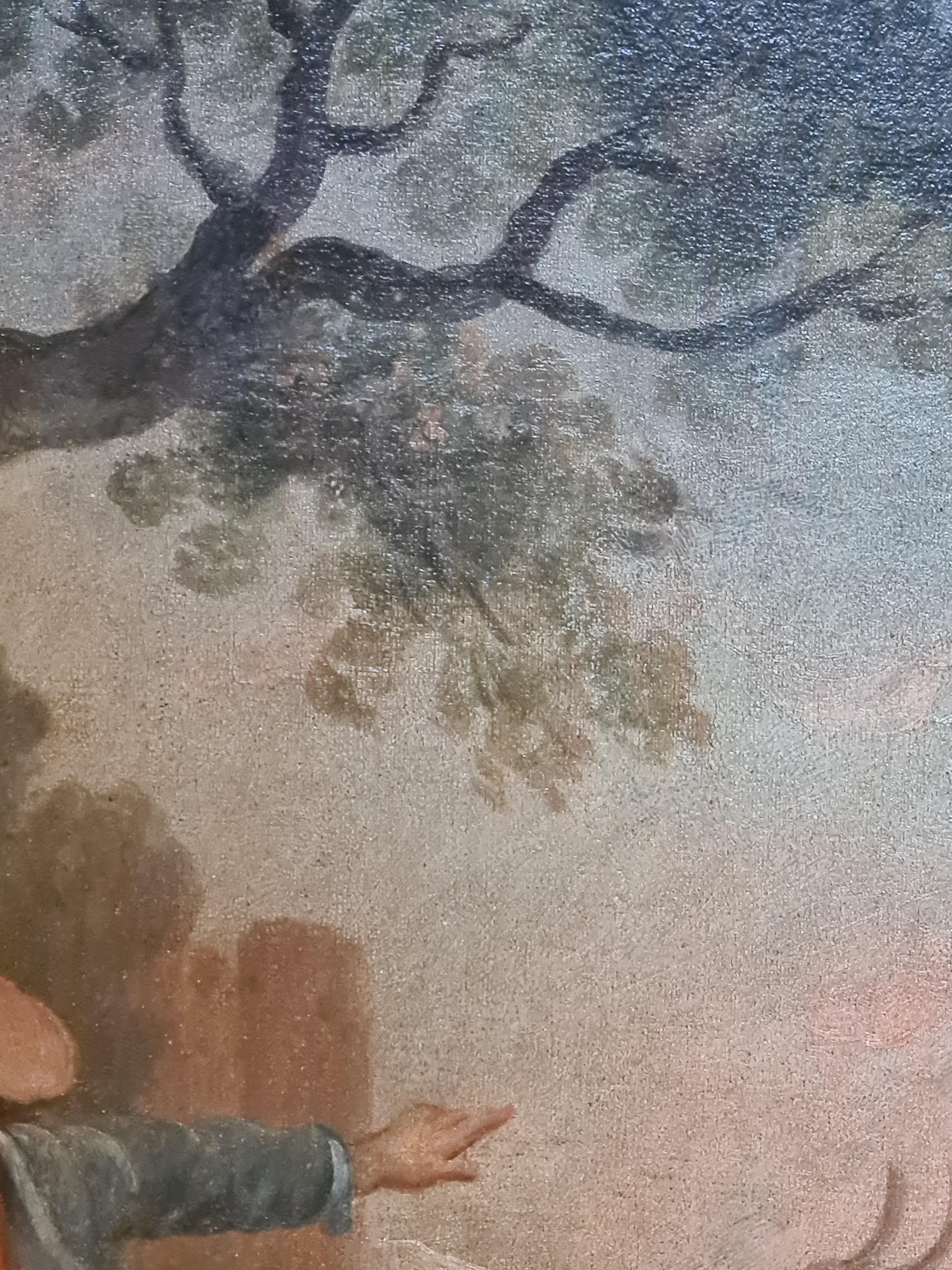 Rococo Pastoral Landscape, Figures, Oxen and Sheep Circle of Saverio Della Gatta For Sale 10