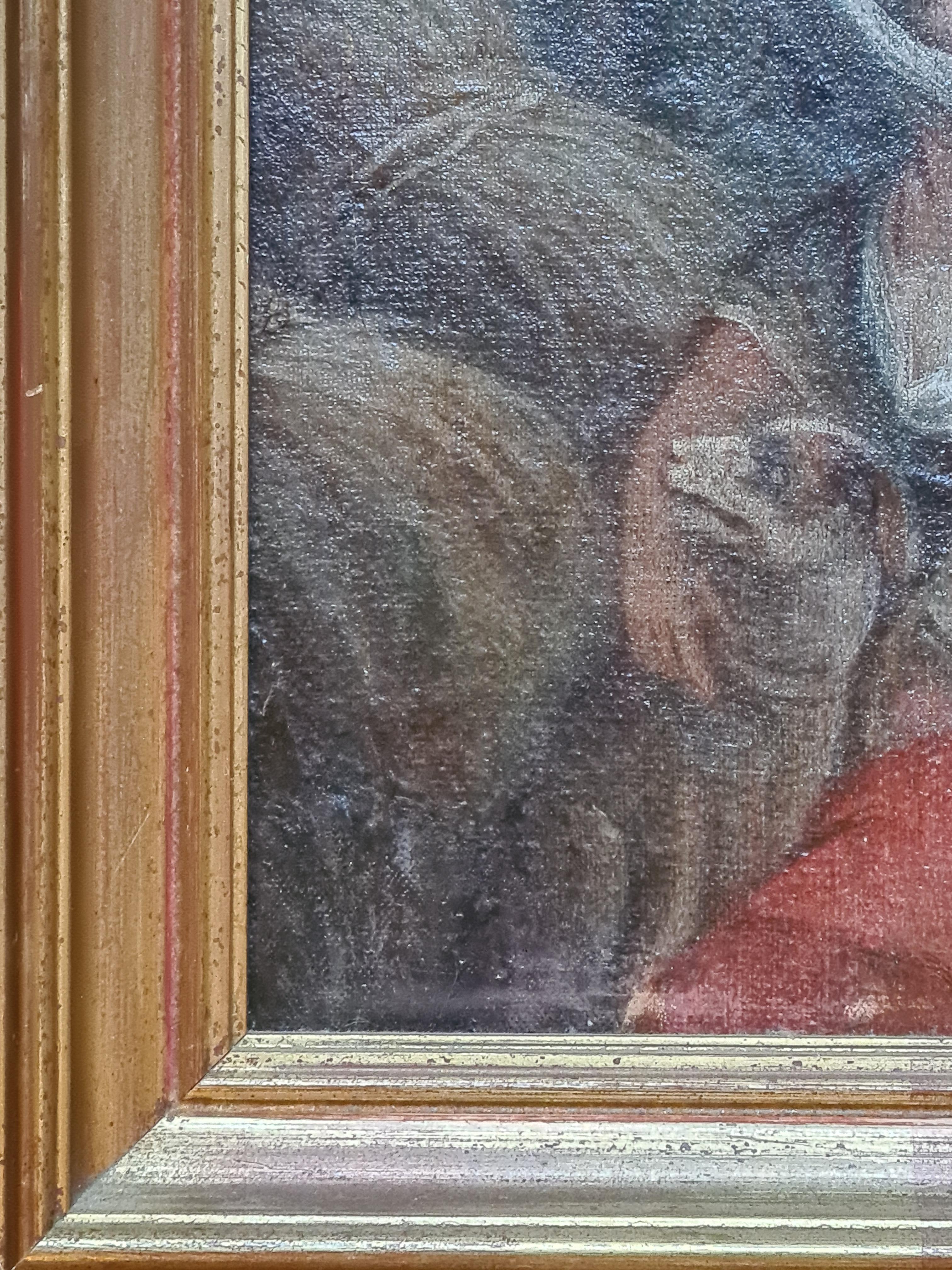 Rococo Pastoral Landscape, Figures, Oxen and Sheep Circle of Saverio Della Gatta For Sale 12