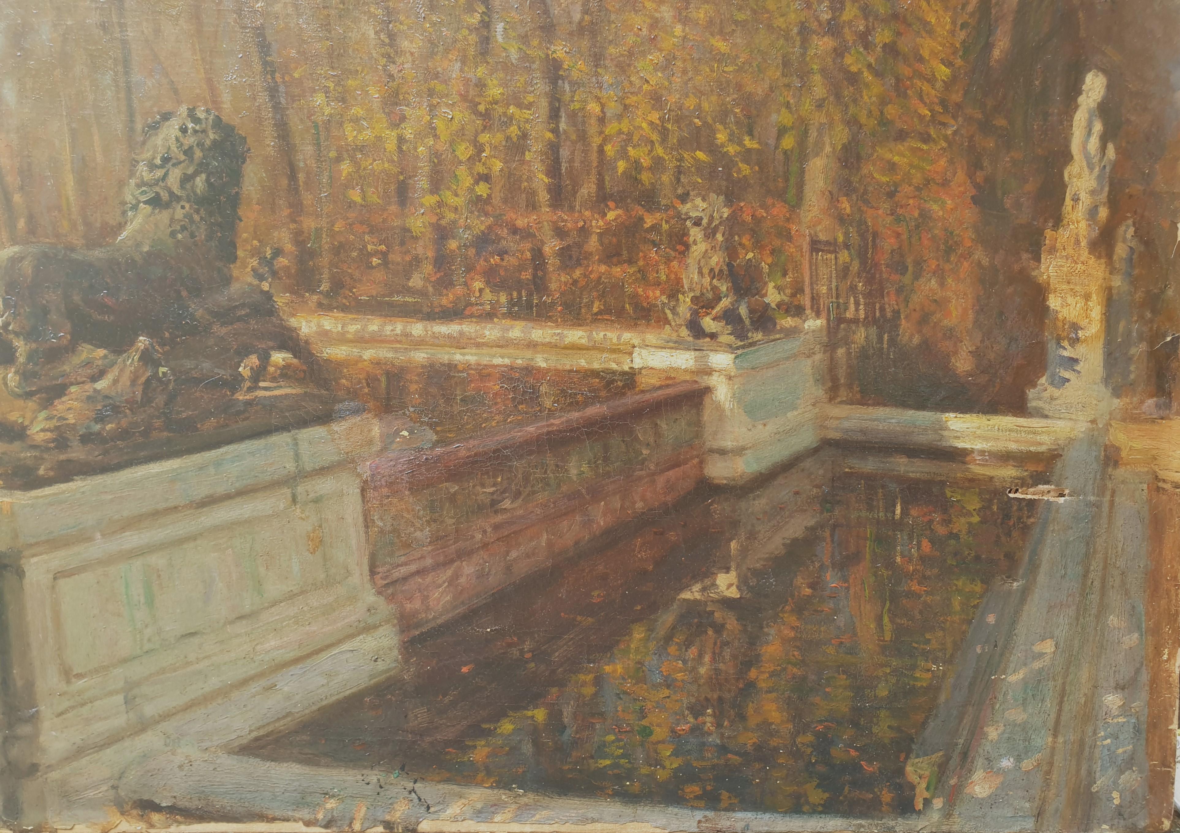 ALTAMURA Parco di Versailles Paesaggio impressionista italiano Fontaine scultura 19° secolo 1