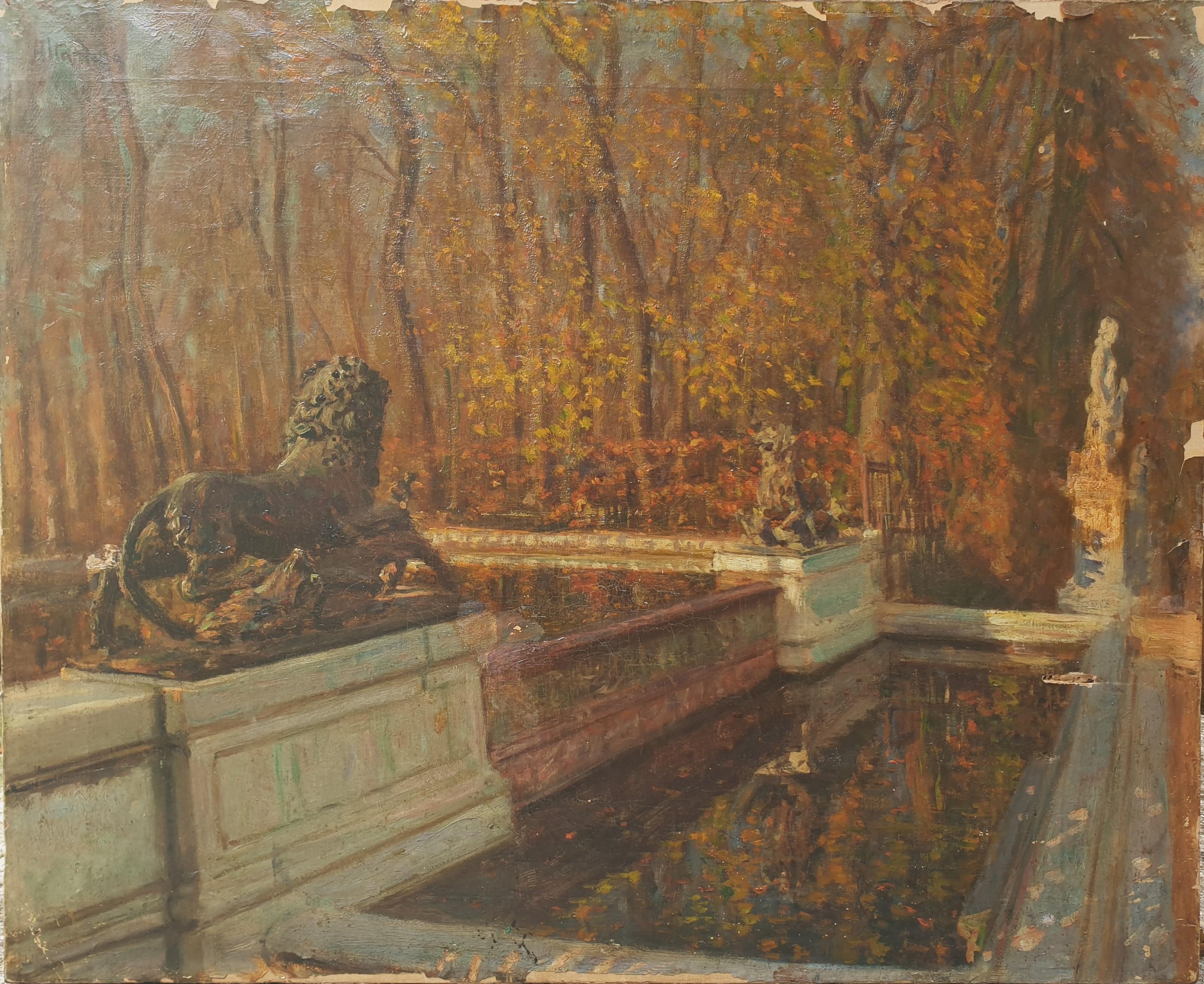 ALTAMURA Parco di Versailles Paesaggio impressionista italiano Fontaine scultura 19° secolo 2