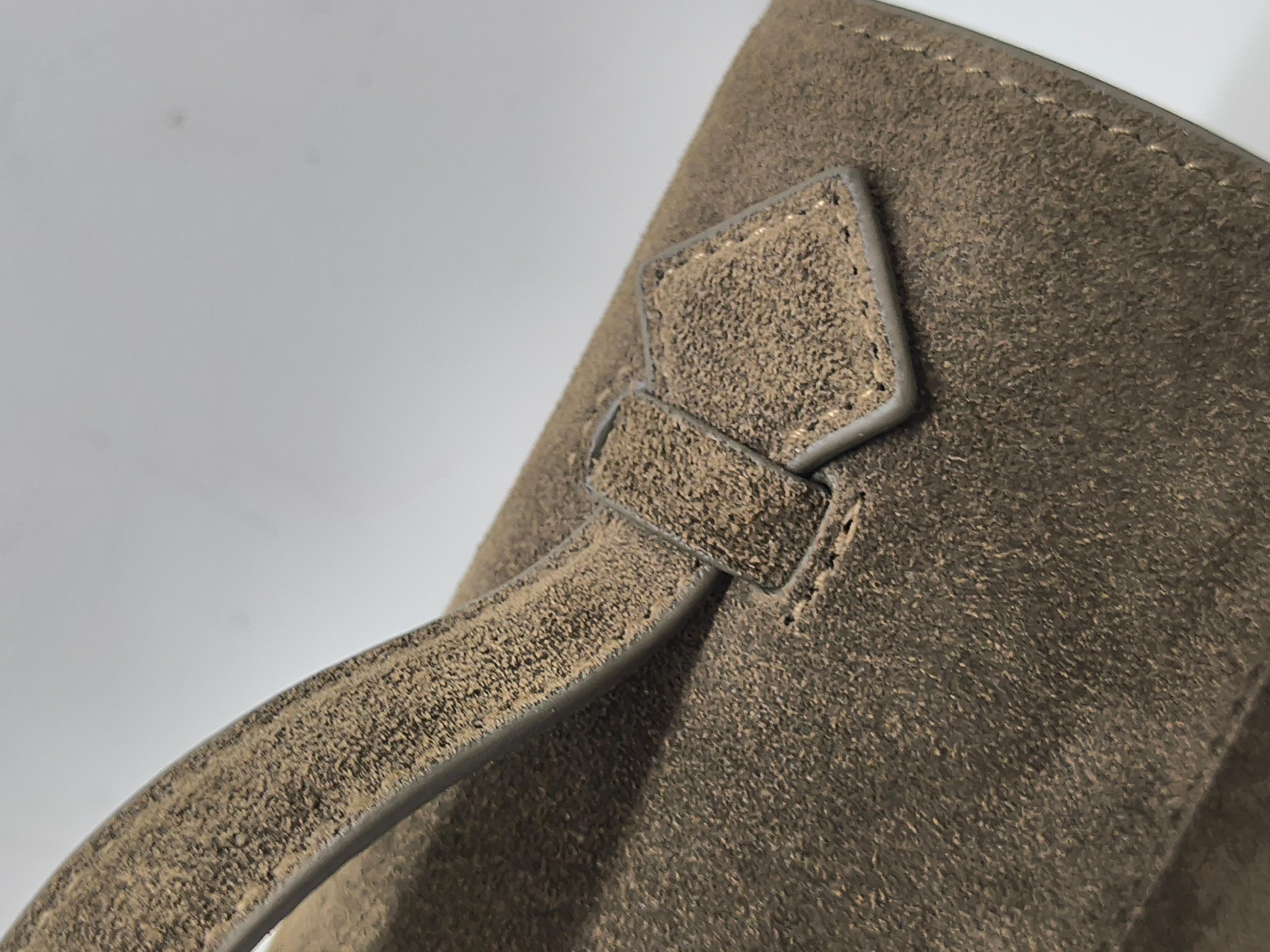 Beige Savette Green Khaki Symmetry suede Top Handle Clutch Bag For Sale