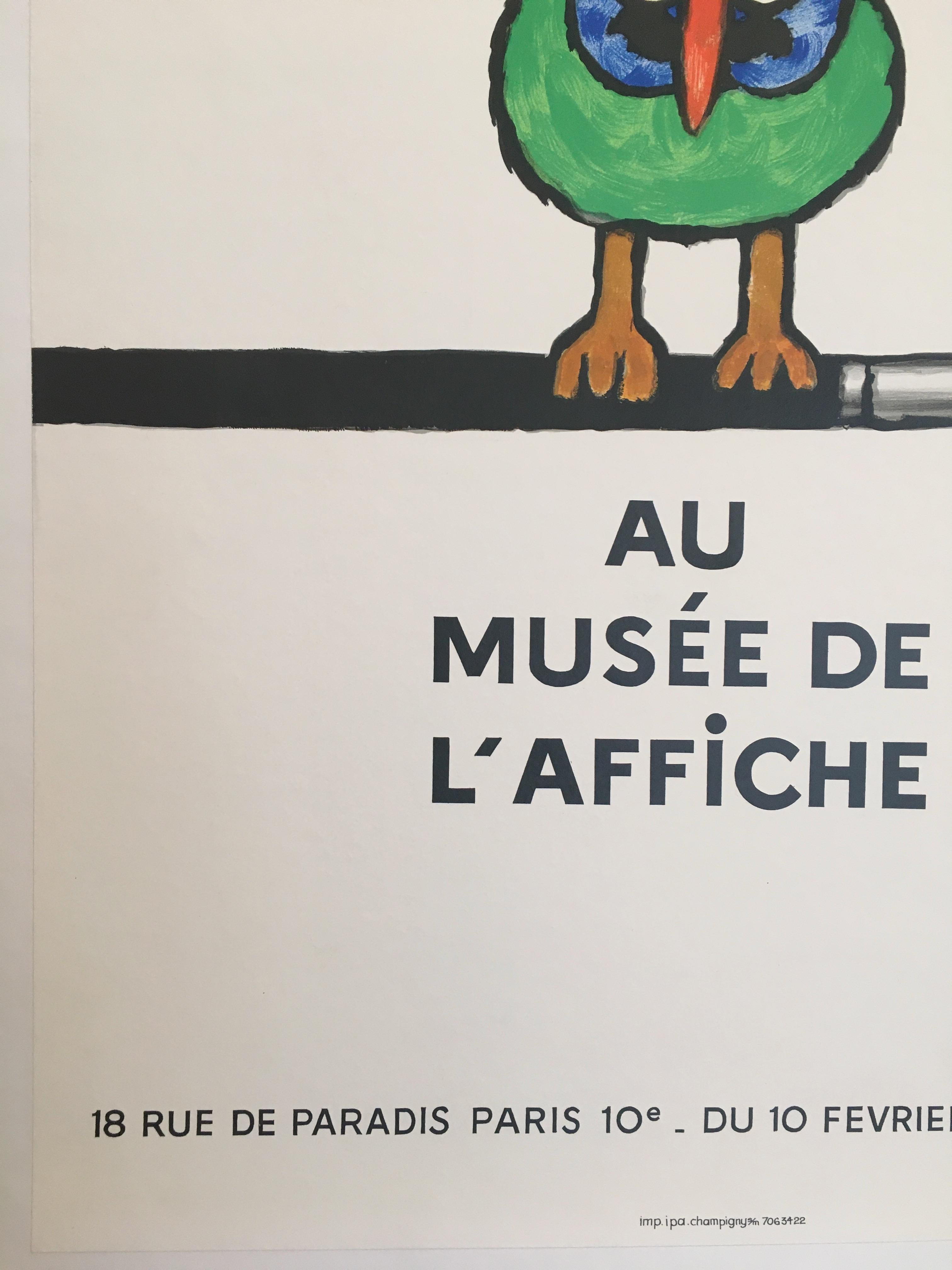 Style international Savignac Bird 'Au Musee De L'Affich' Original Vintage French Exhibition Poster en vente