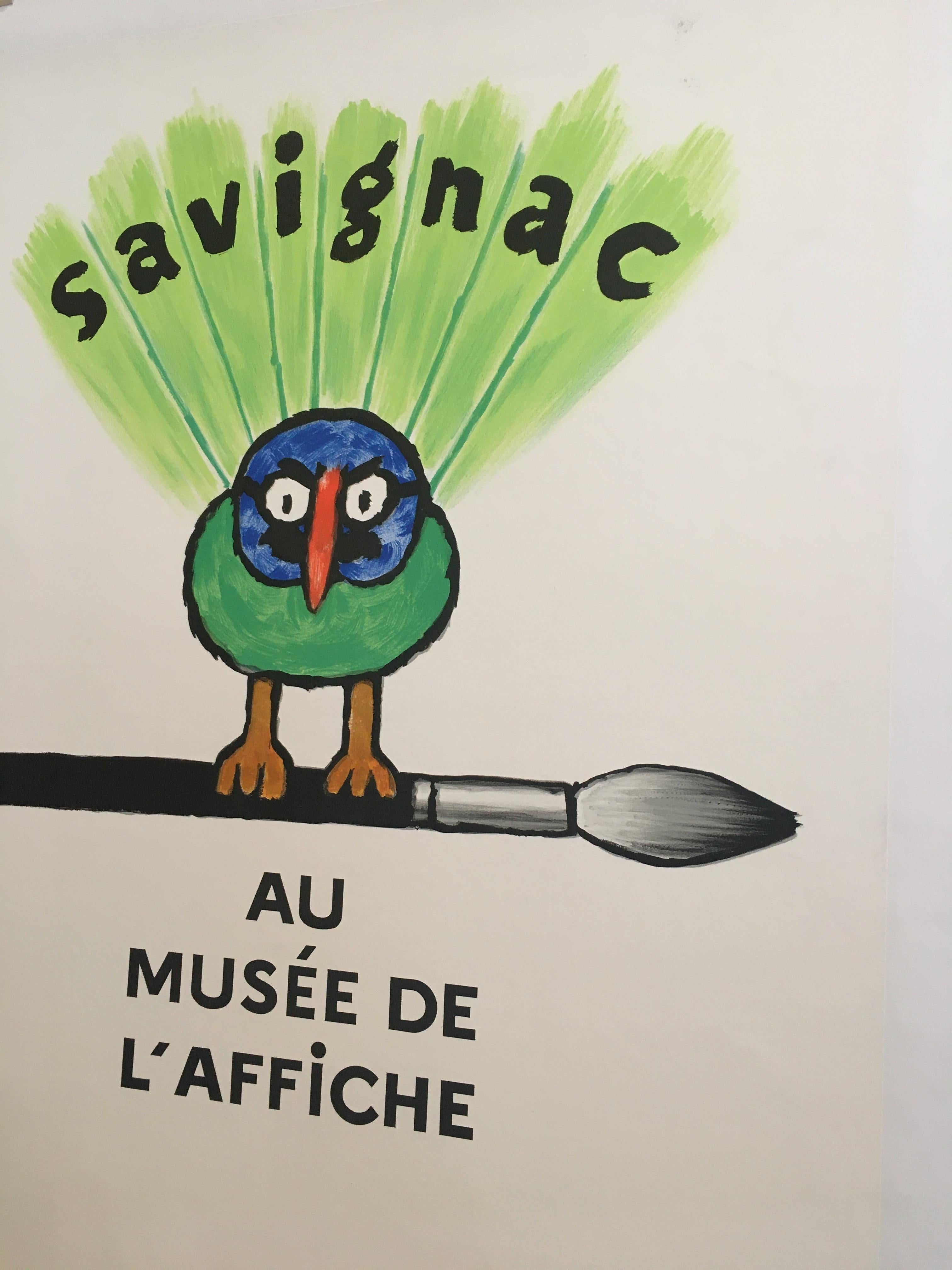 International Style Savignac Bird 'Au Musee De L’Affich' Original Vintage French Exhibition Poster For Sale