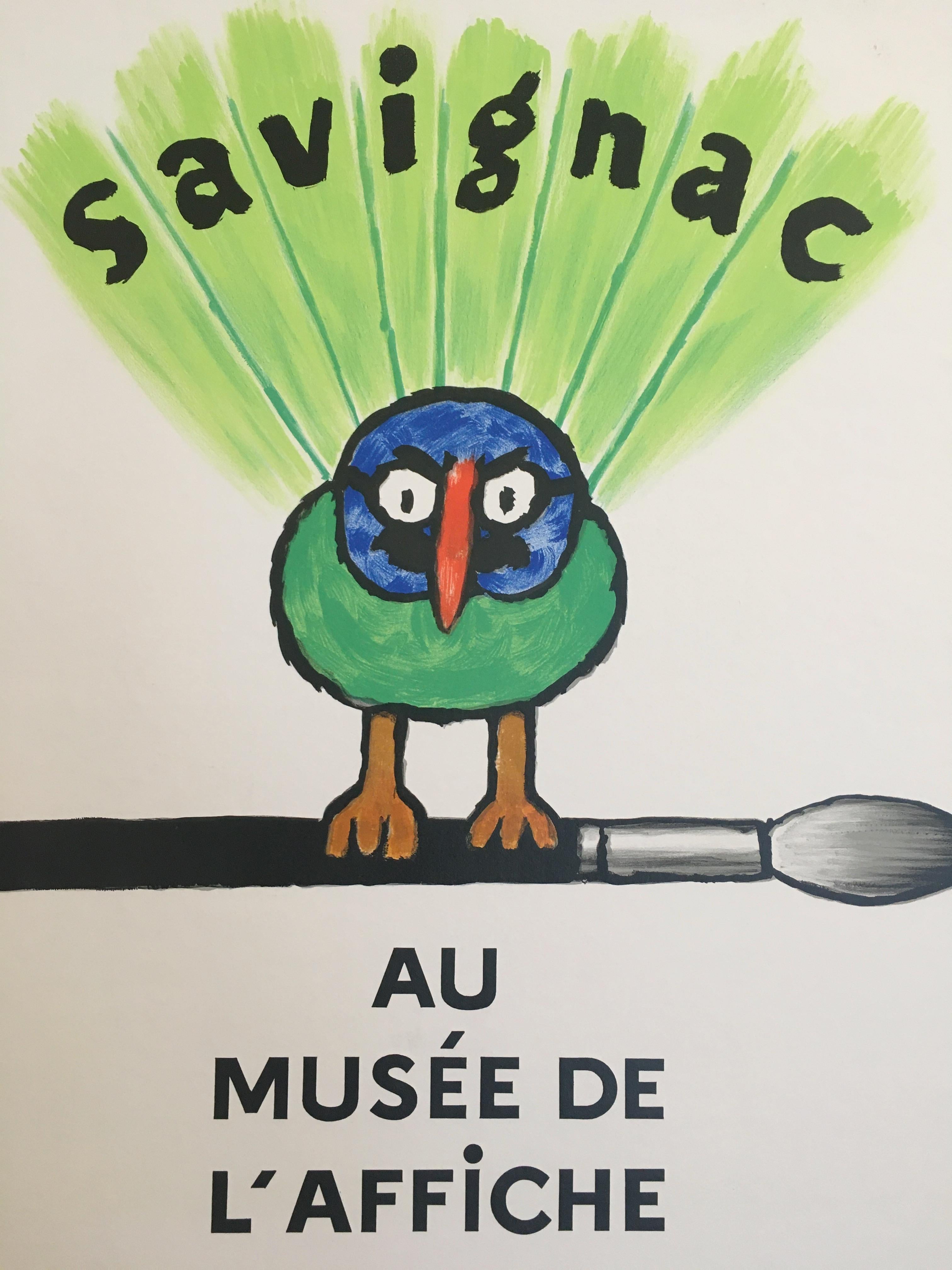 Fin du 20e siècle Savignac Bird 'Au Musee De L'Affich' Original Vintage French Exhibition Poster en vente