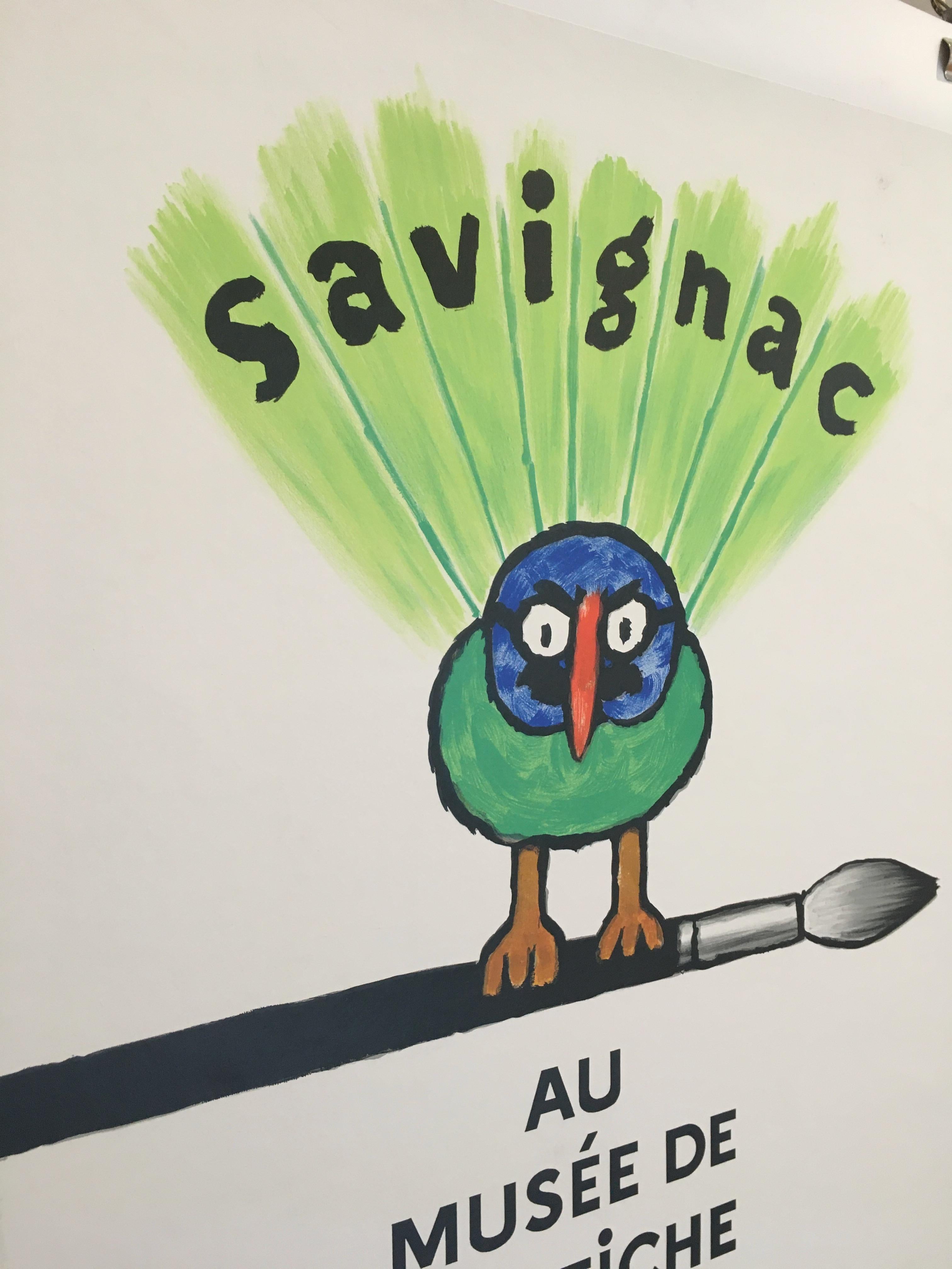 Late 20th Century Savignac Bird 'Au Musee De L’Affich' Original Vintage French Exhibition Poster For Sale