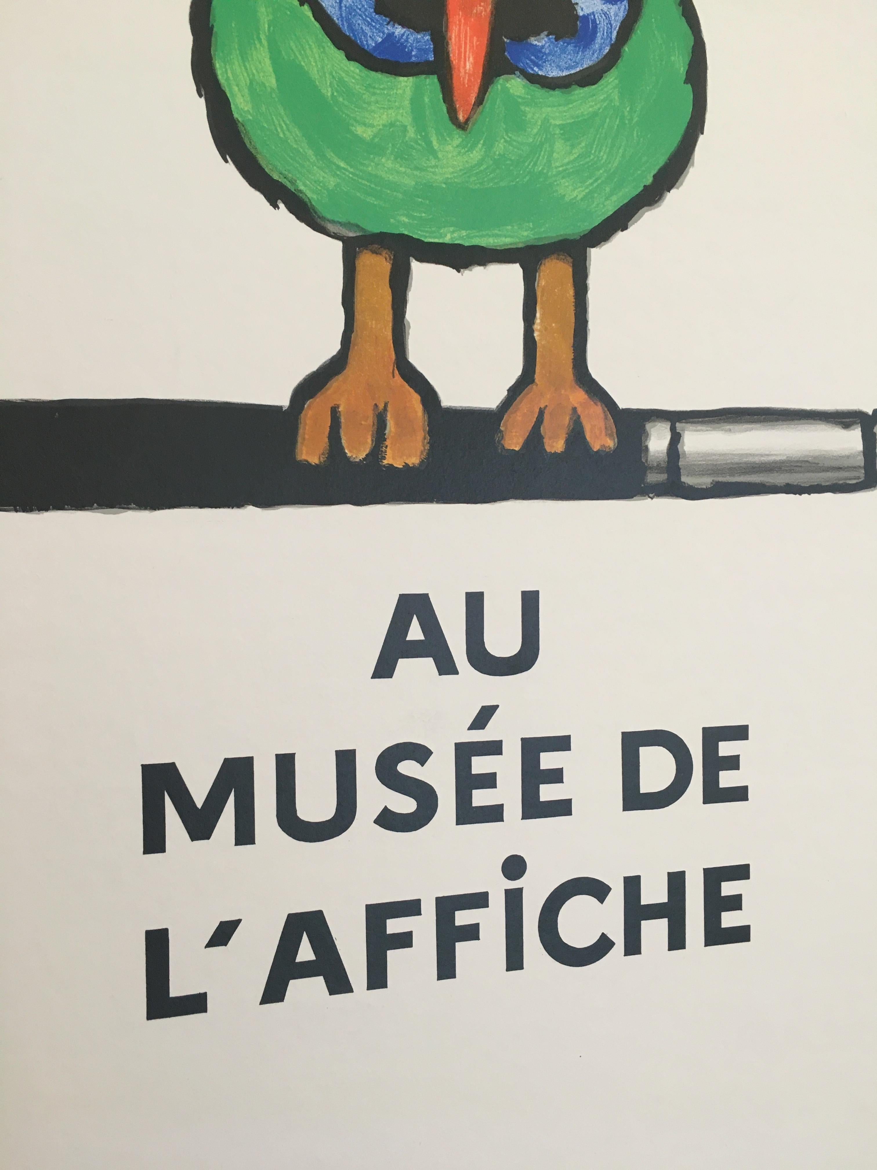 Late 20th Century Savignac Bird 'Au Musee De L’Affich' Original Vintage French Exhibition Poster For Sale