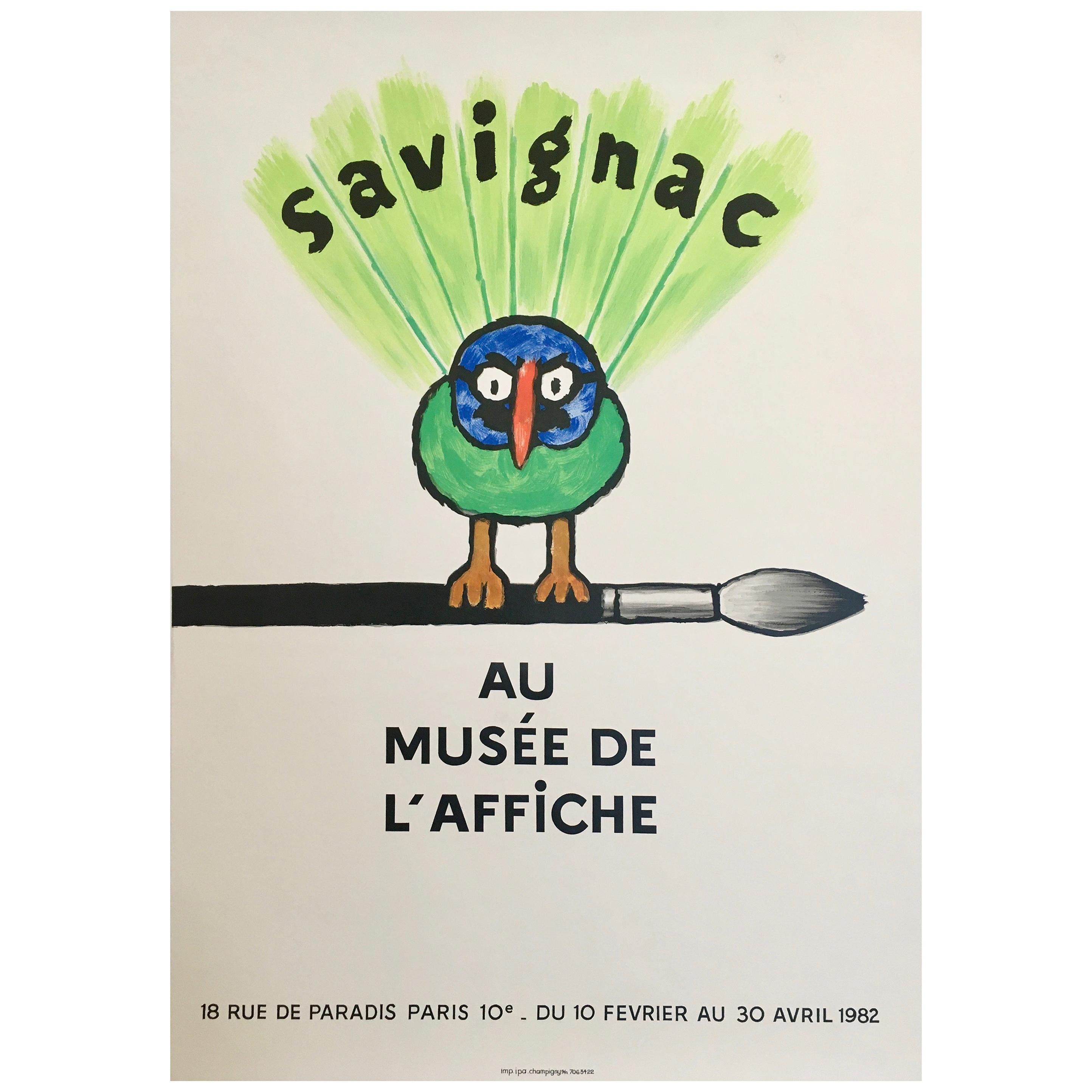 Savignac Bird 'Au Musee De L'Affich' Original Vintage French Exhibition Poster en vente