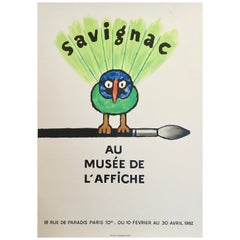 Poster espositivo originale francese d'epoca dell'Uccello di Savignac "Au Musee De L'Affich