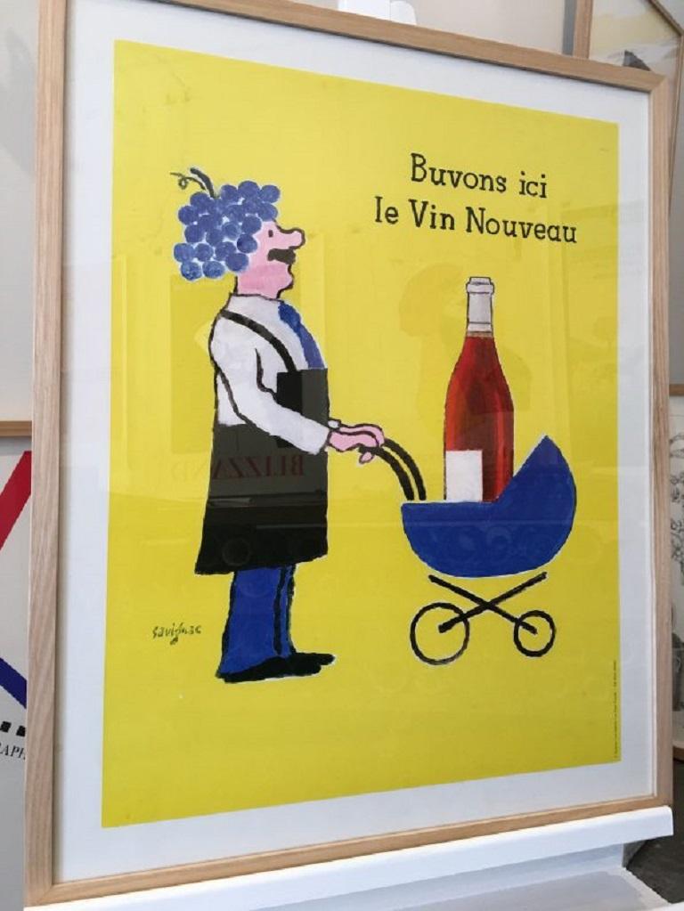 Savignac Buvons Ici Le Vin Nouveau Poster In Good Condition In Melbourne, Victoria