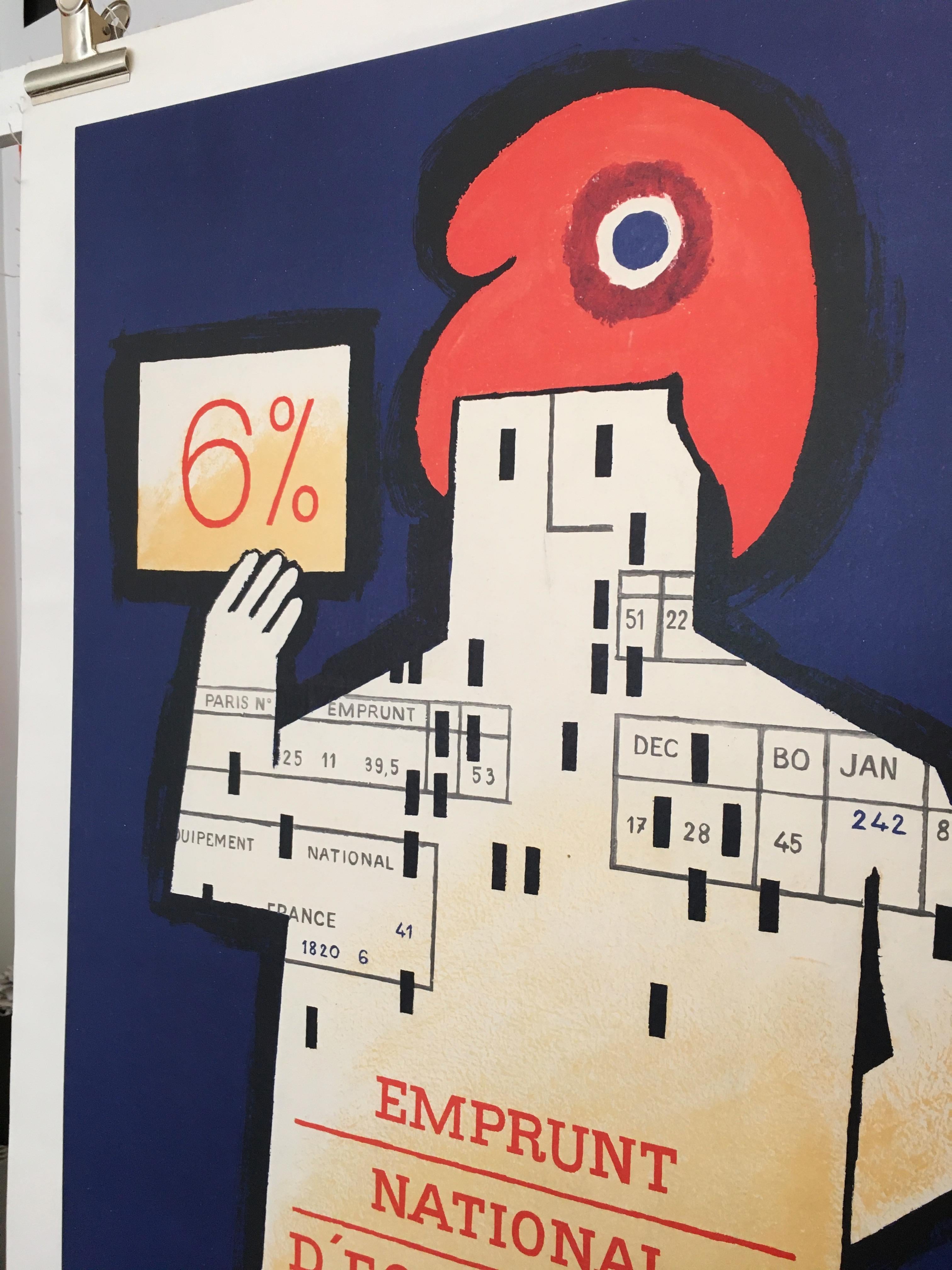 Savignac, 'Emprunt National D’Equipement', Original Vintage French Poster, 1967 In Good Condition In Melbourne, Victoria