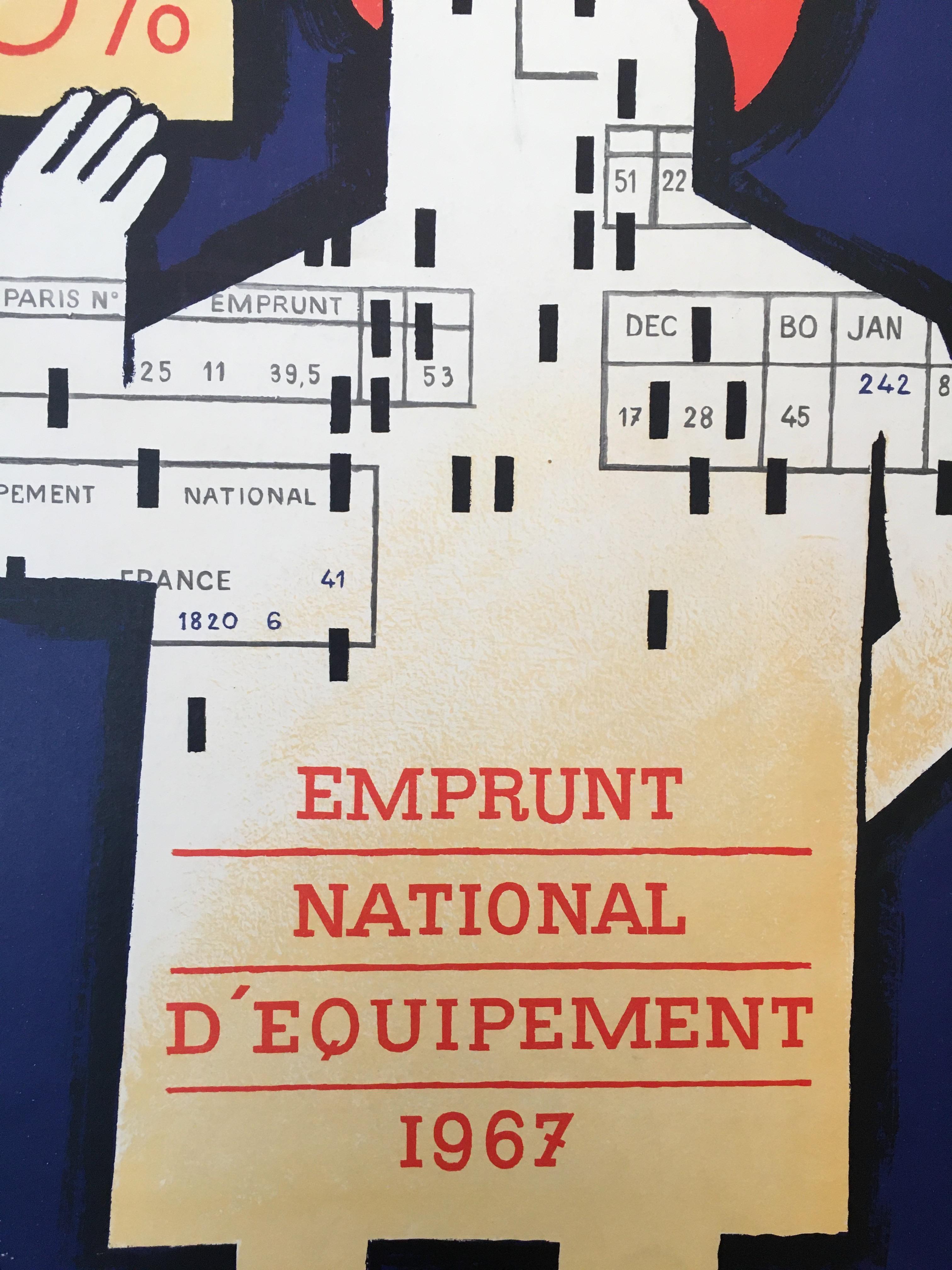 Mid-20th Century Savignac, 'Emprunt National D’Equipement', Original Vintage French Poster, 1967