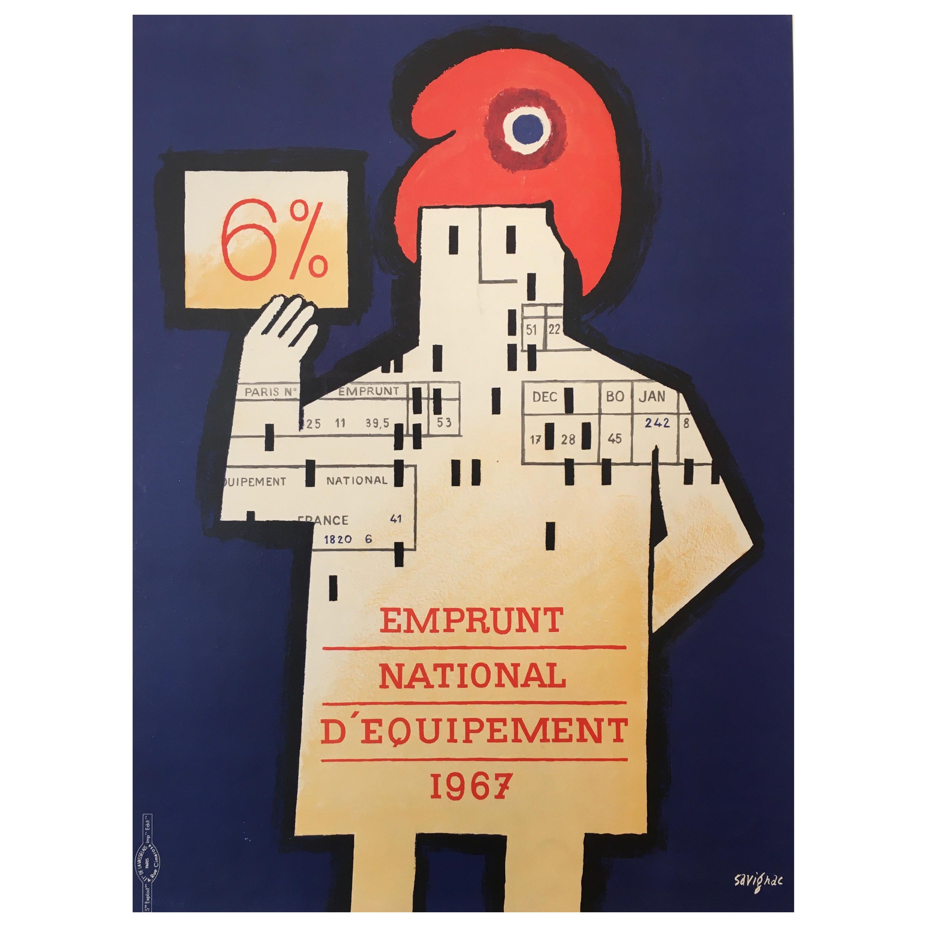 Savignac, 'Emprunt National D’Equipement', Original Vintage French Poster, 1967