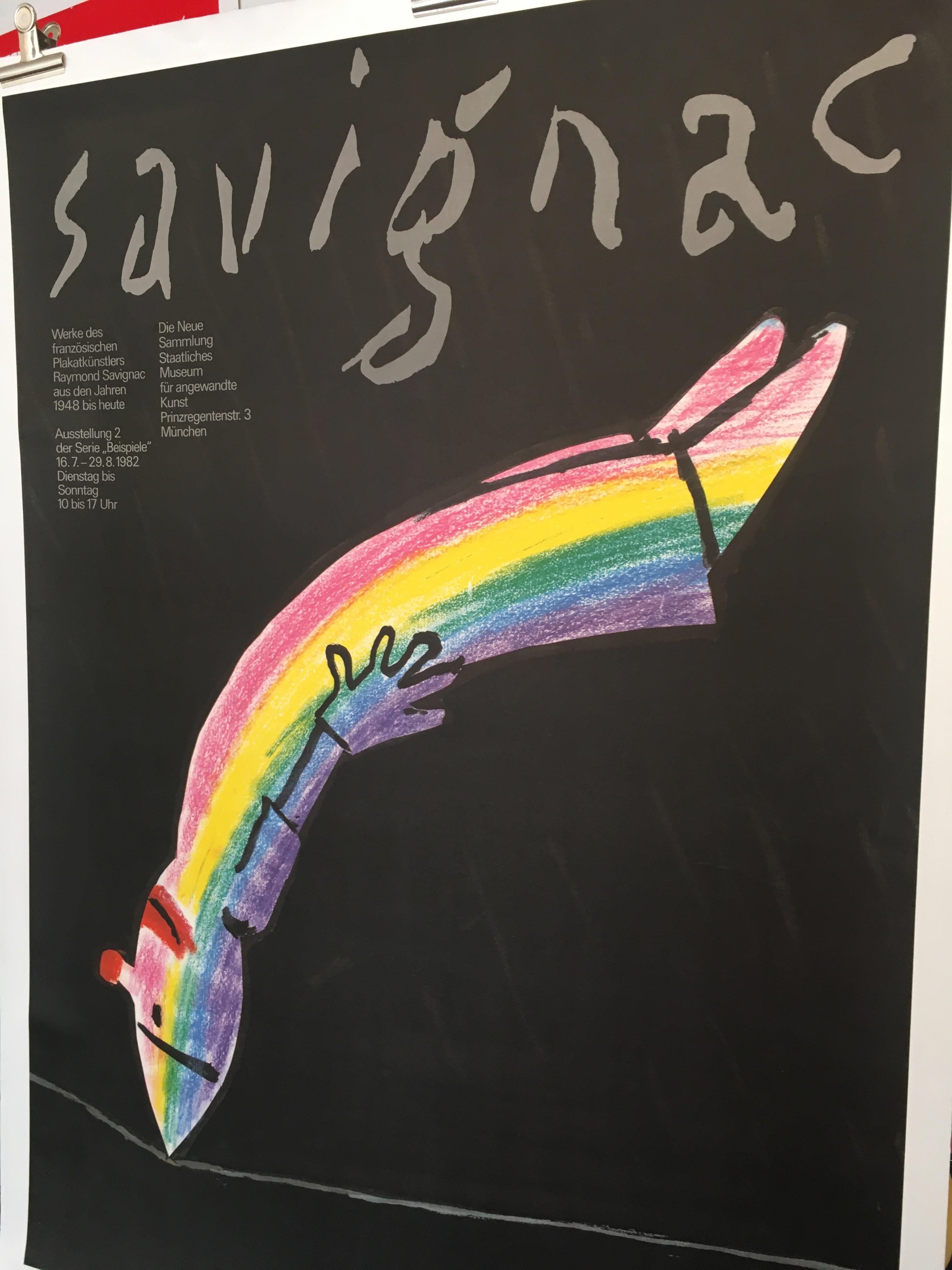 International Style Savignac Rainbow Exhibition Poster Munich Original Vintage Poster, 1982