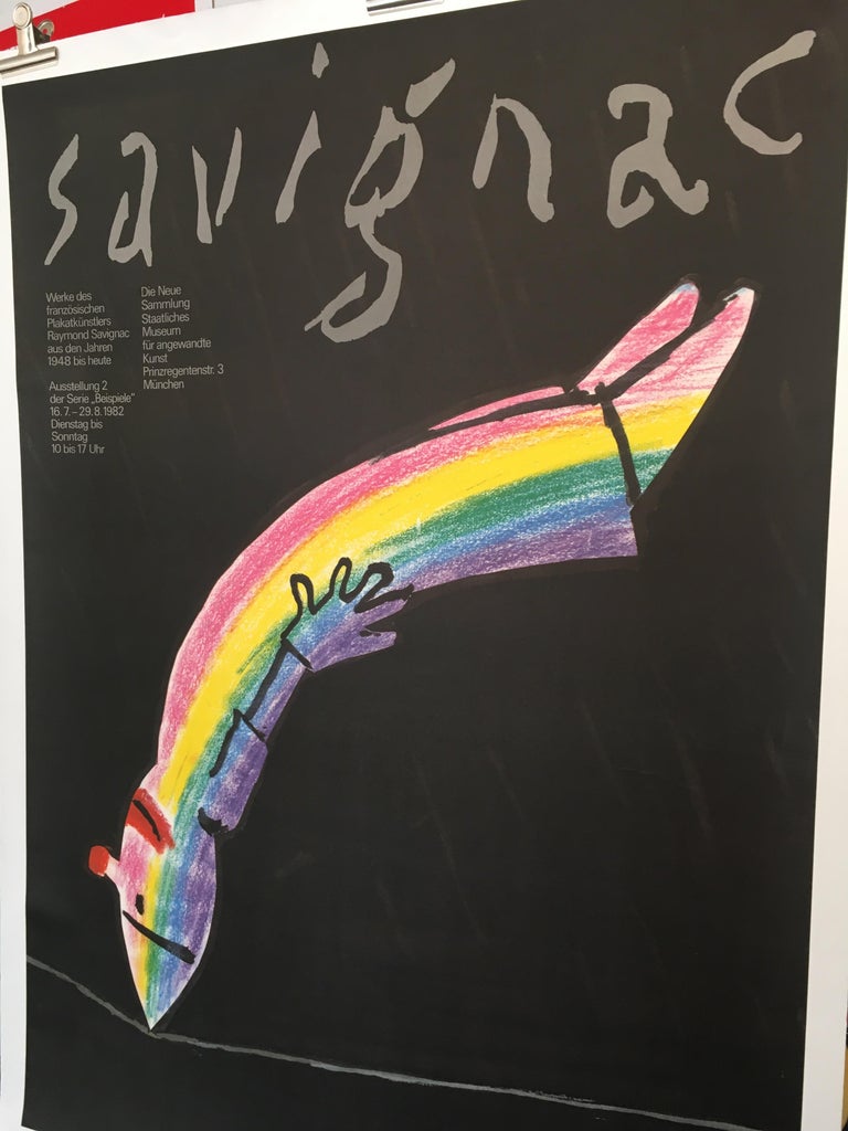 International Style Savignac Rainbow Exhibition Poster Munich Original Vintage Poster, 1982 For Sale