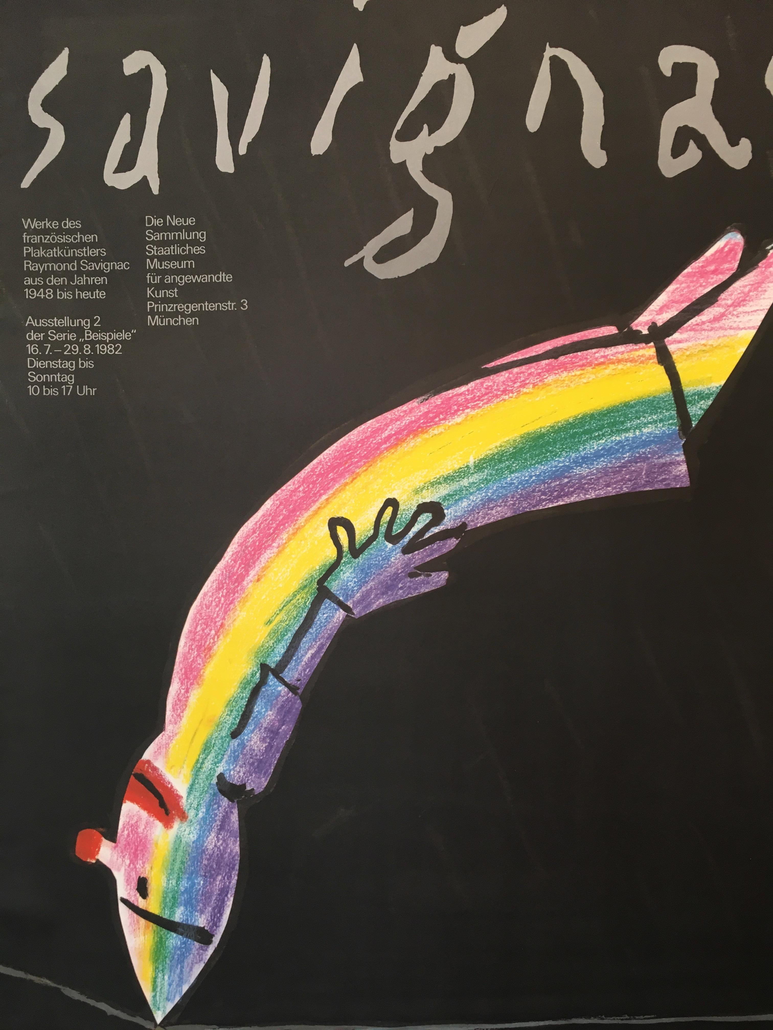 Savignac Rainbow Exhibition Poster Munich Original Vintage Poster, 1982 In Good Condition In Melbourne, Victoria