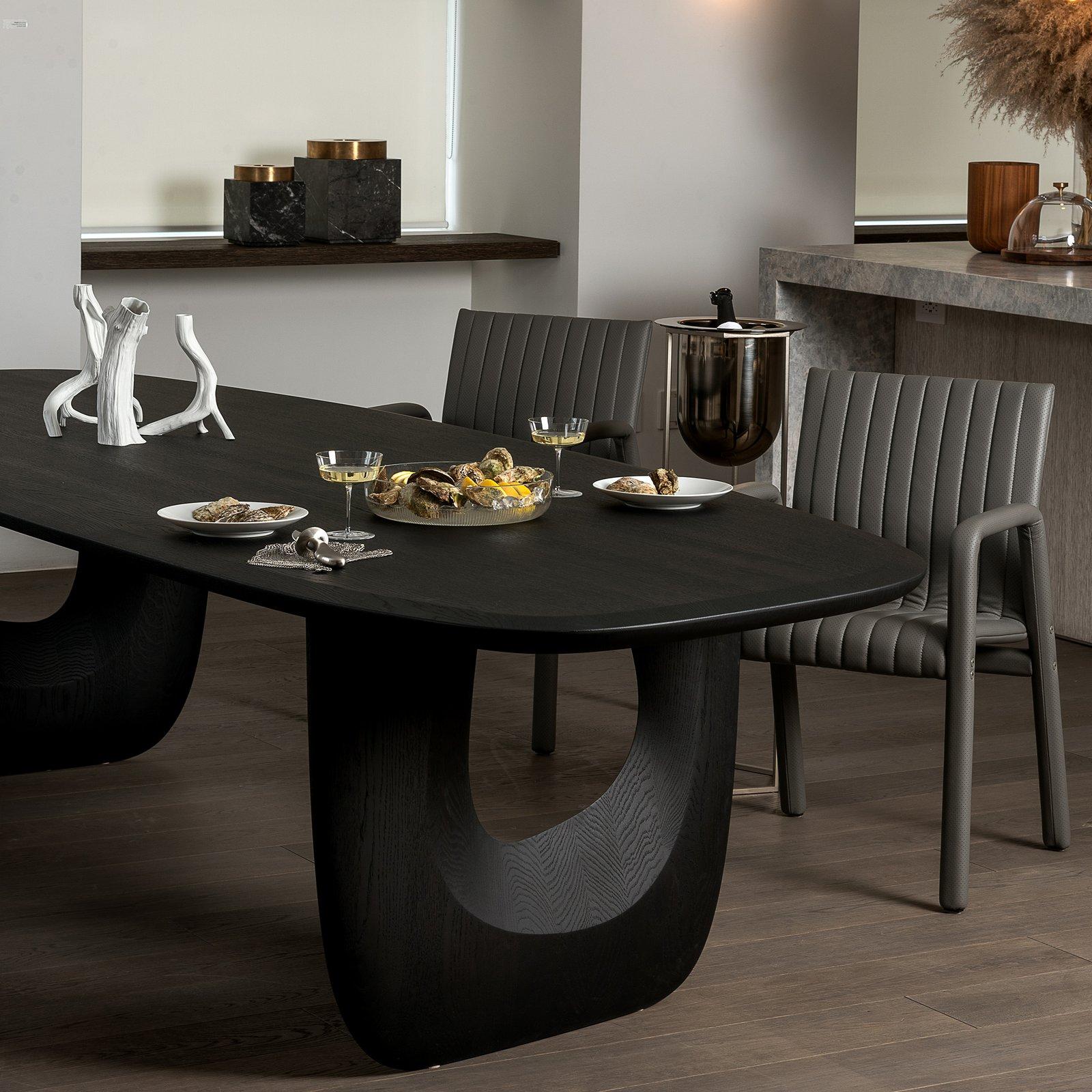Stained Savignyplatz Dining Table by Sebastian Herkner in Black Pepper Oak For Sale
