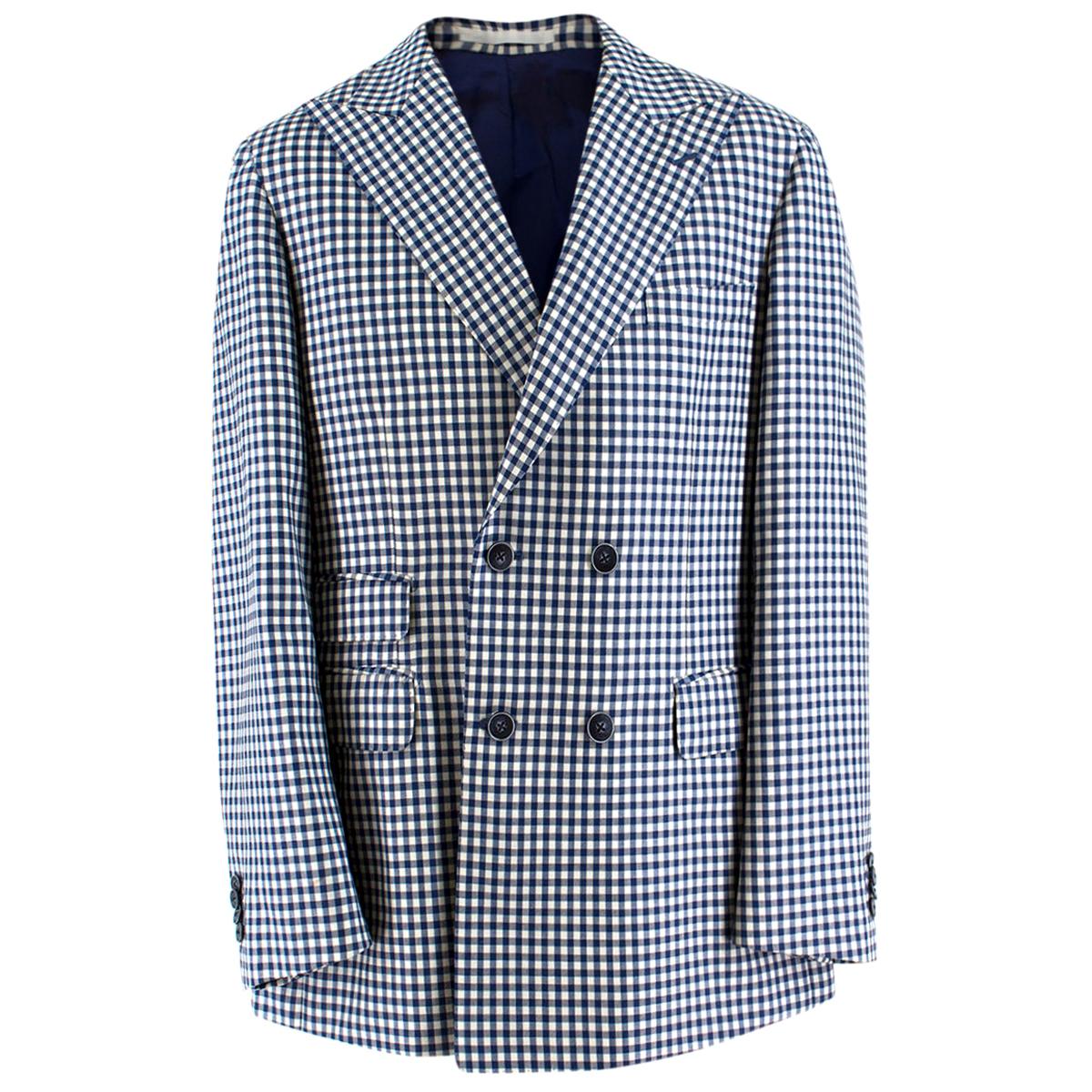 Savile Clifford Bespoke Checkered Blazer Jacket estimated SIZE L For Sale