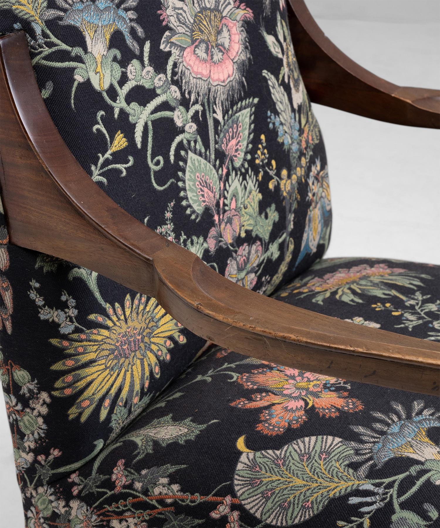 English Saville Armchair in House of Hackney Jacquard Fabric, England Circa 1890