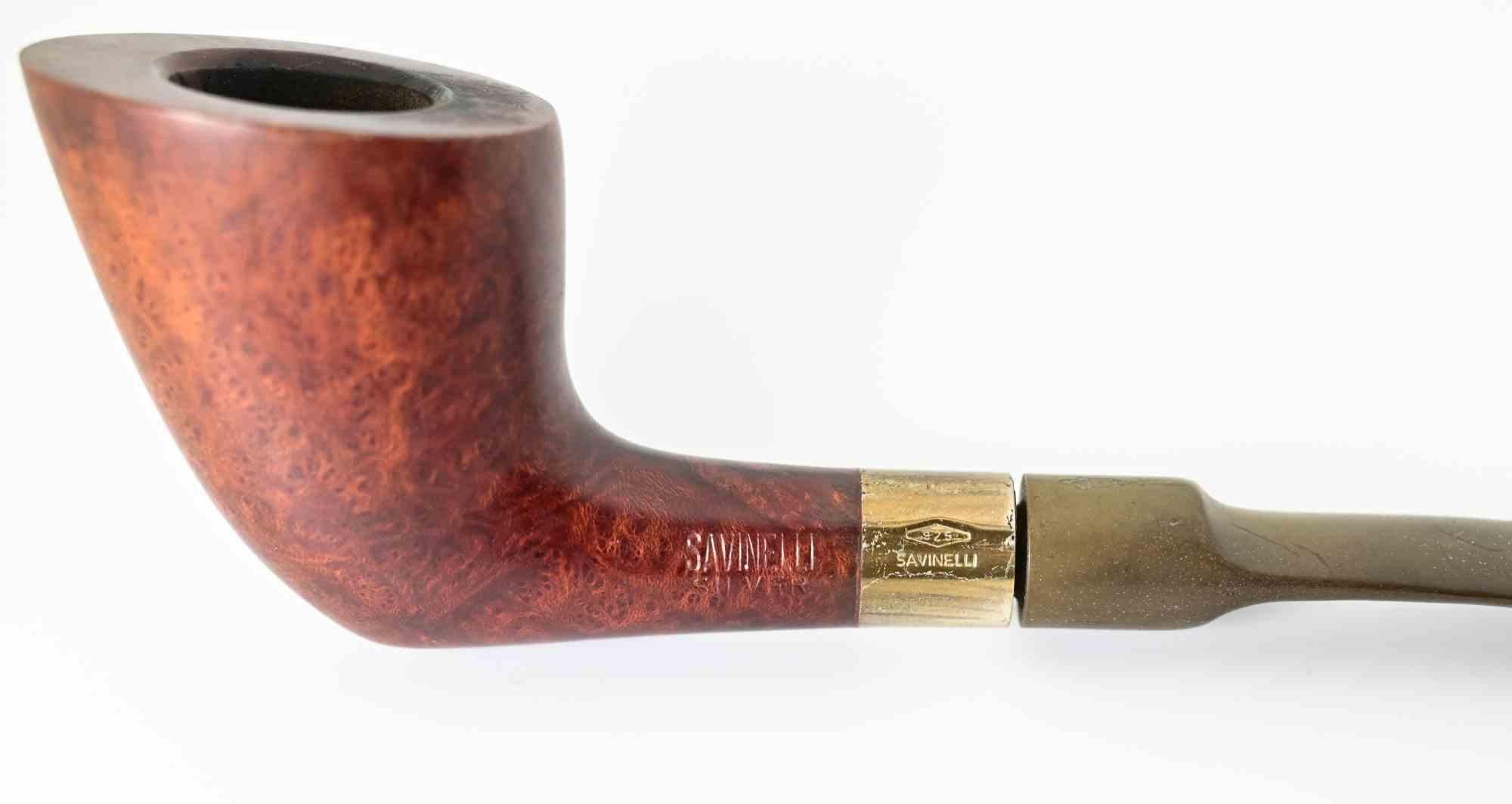 Pipa di radica Savinnelli con montatura in argento, metà del XX secolo In condizioni buone in vendita a Roma, IT
