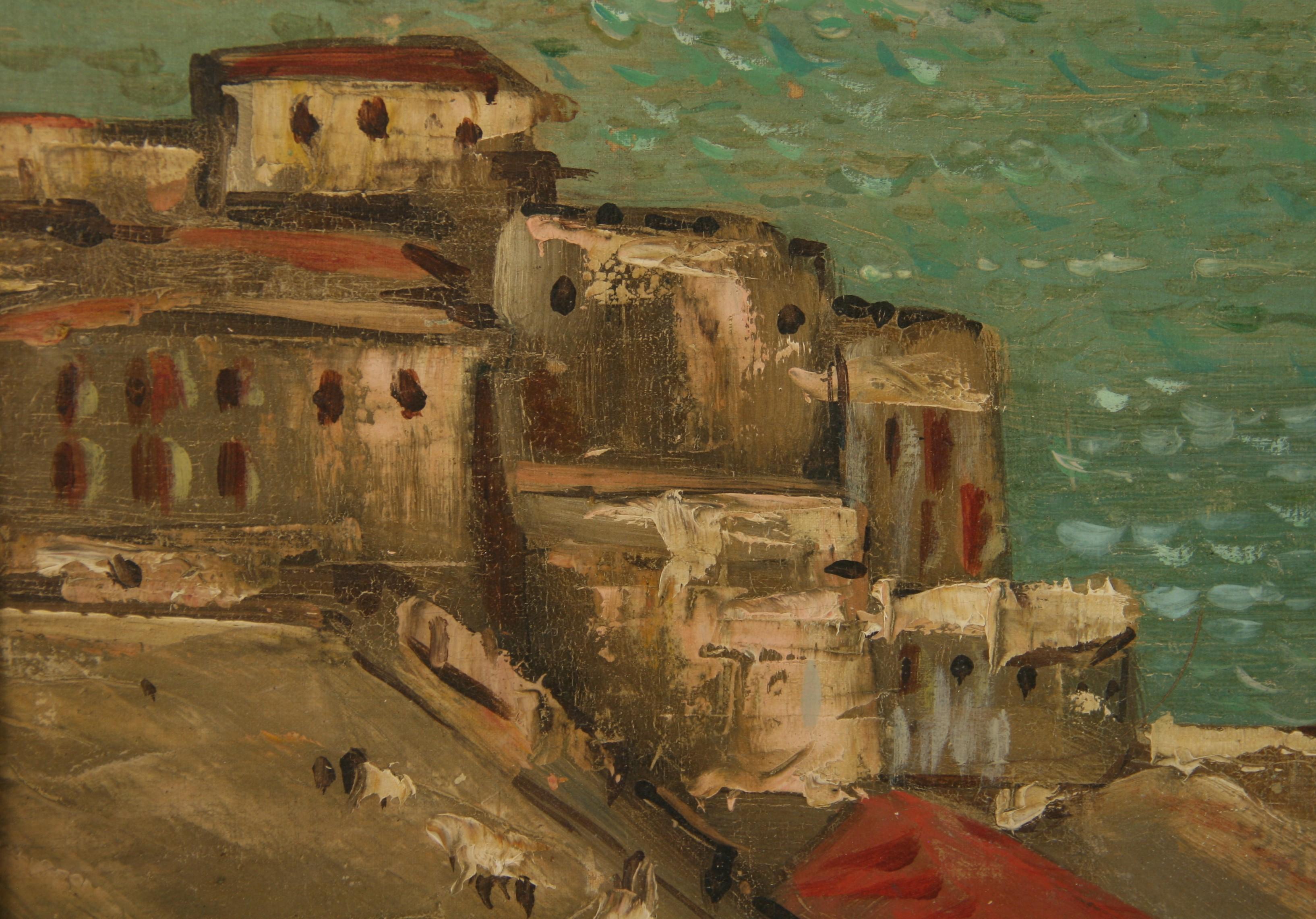 Antike Neapel Hafenlandschaft mit Hahnentritten, 1920er Jahre im Angebot 1