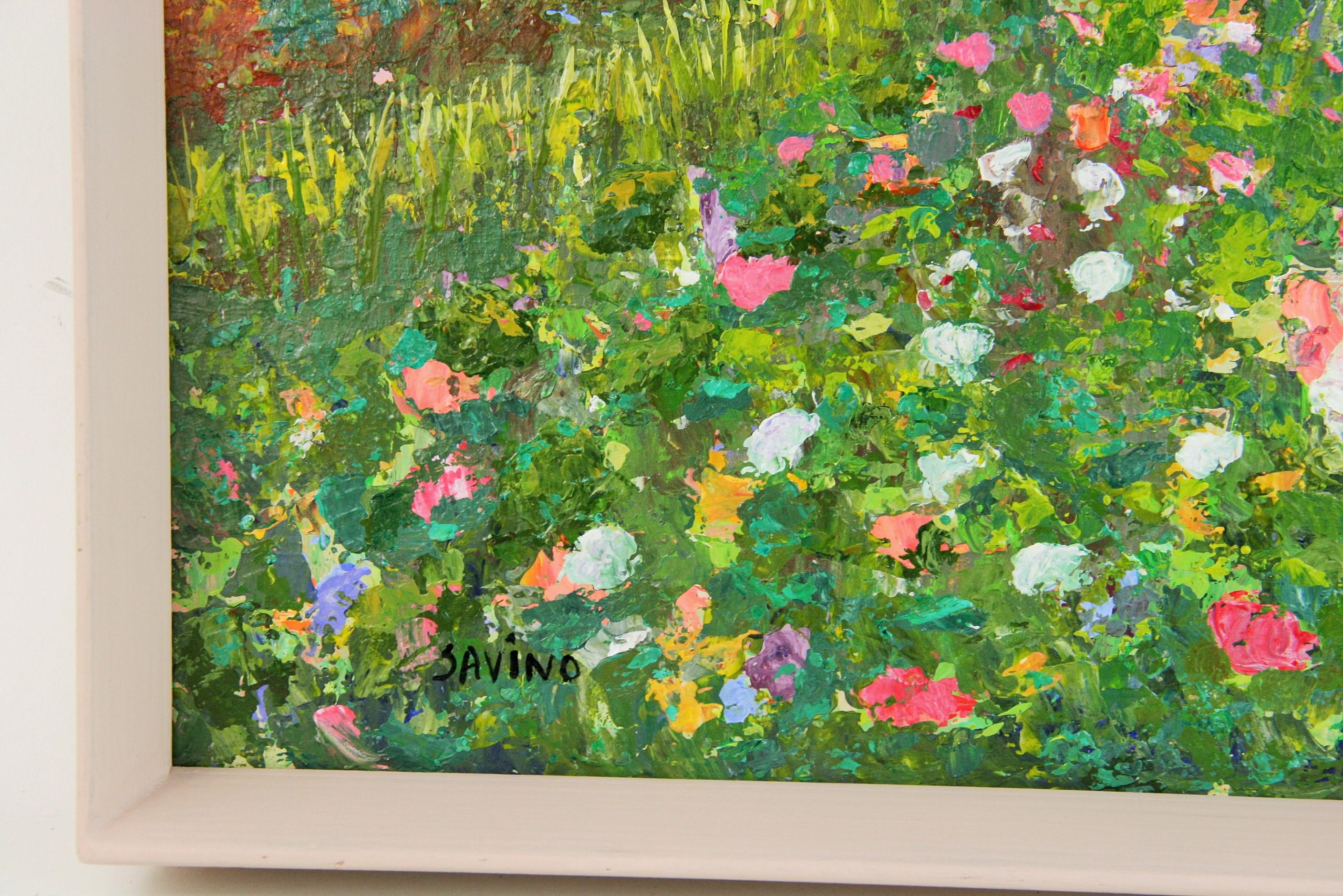 Vintage French  Impressionistic Wildflower Landscape Painting For Sale 3