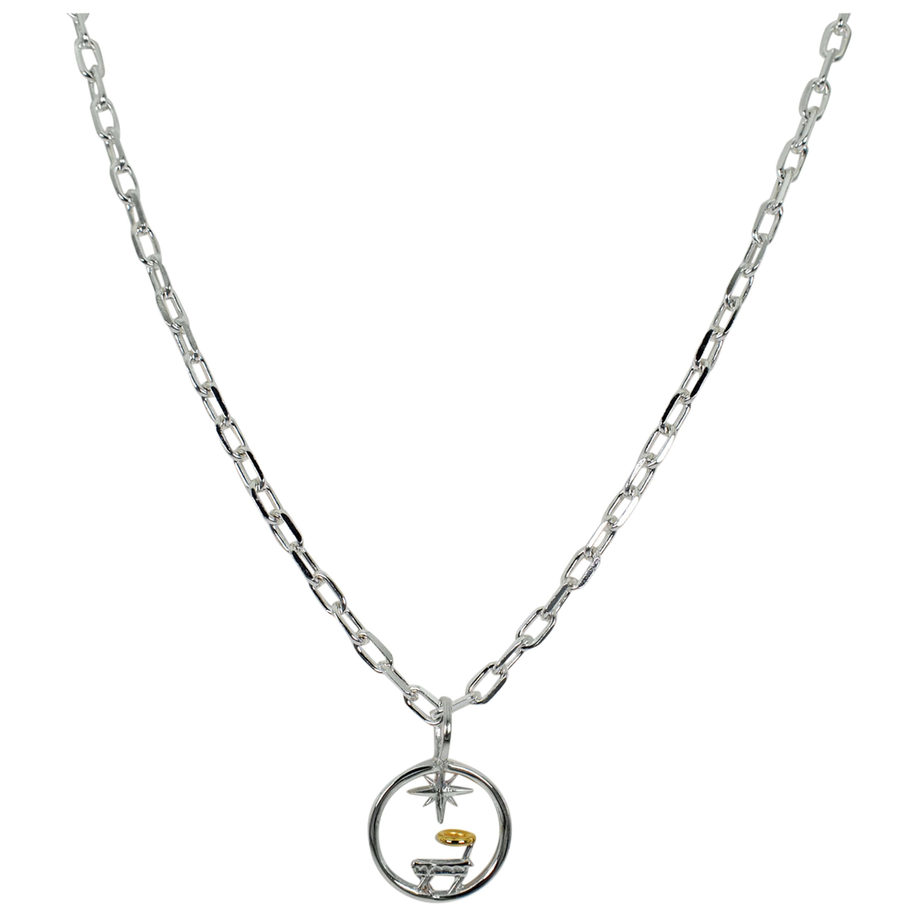 Savior is Born, Stories in a Circle Sterling Silver Pendant Necklace