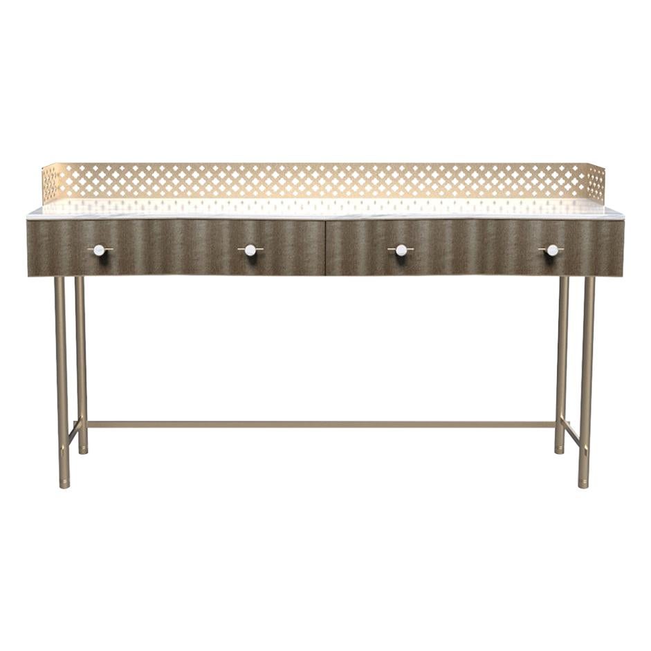 Savita Artisanal Luxury Wooden Console, Metal Structure, Made in Italy For Sale