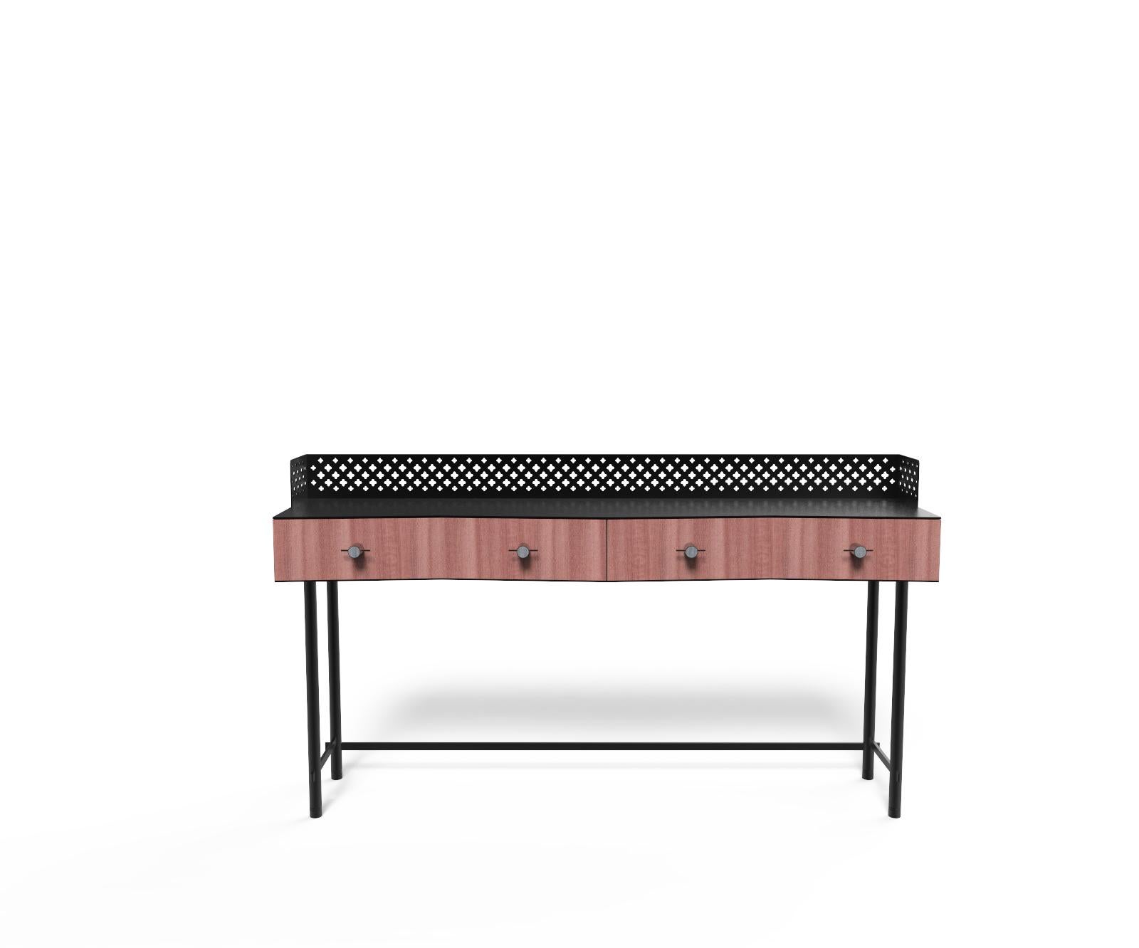 Savita Artisanal Luxury Wooden Console, Metal Structure, Made in Italy In New Condition For Sale In Milano, IT
