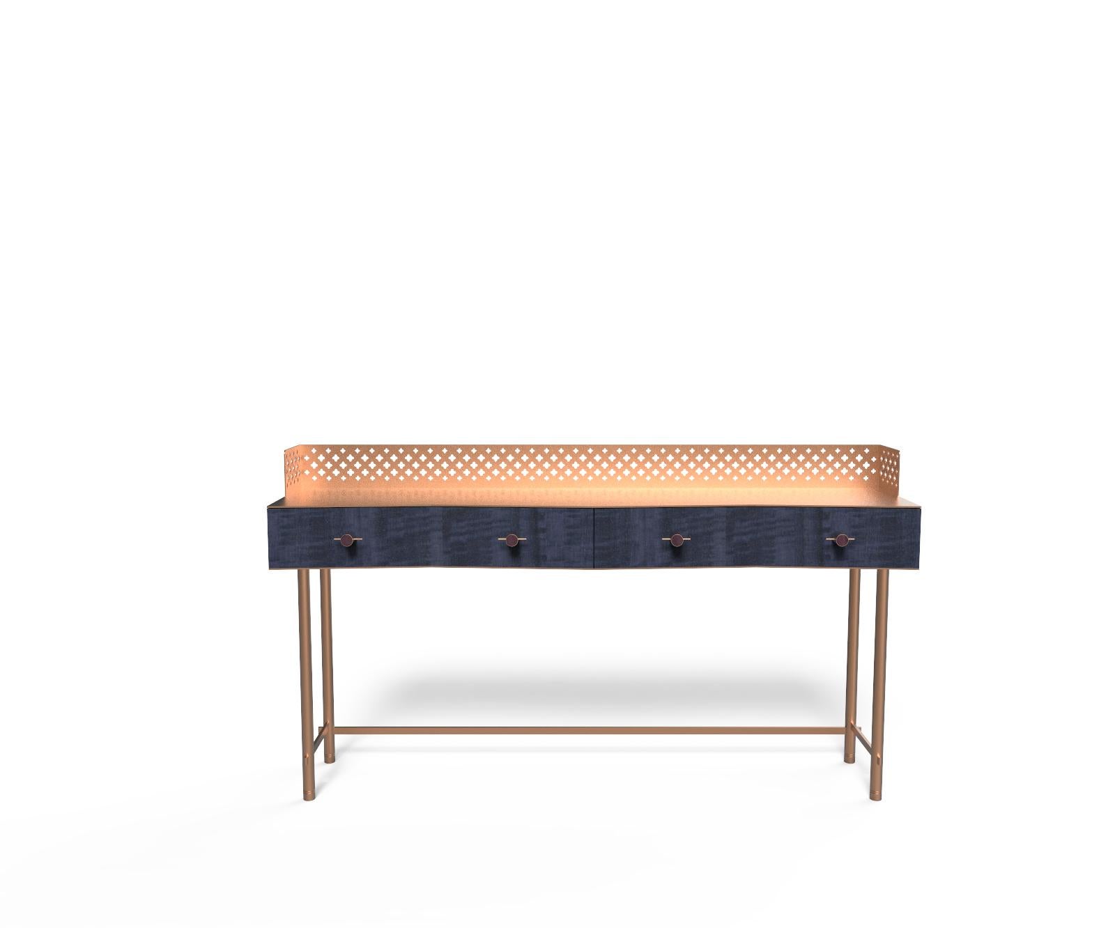 Contemporary Savita Artisanal Luxury Wooden Console, Metal Structure, Made in Italy For Sale