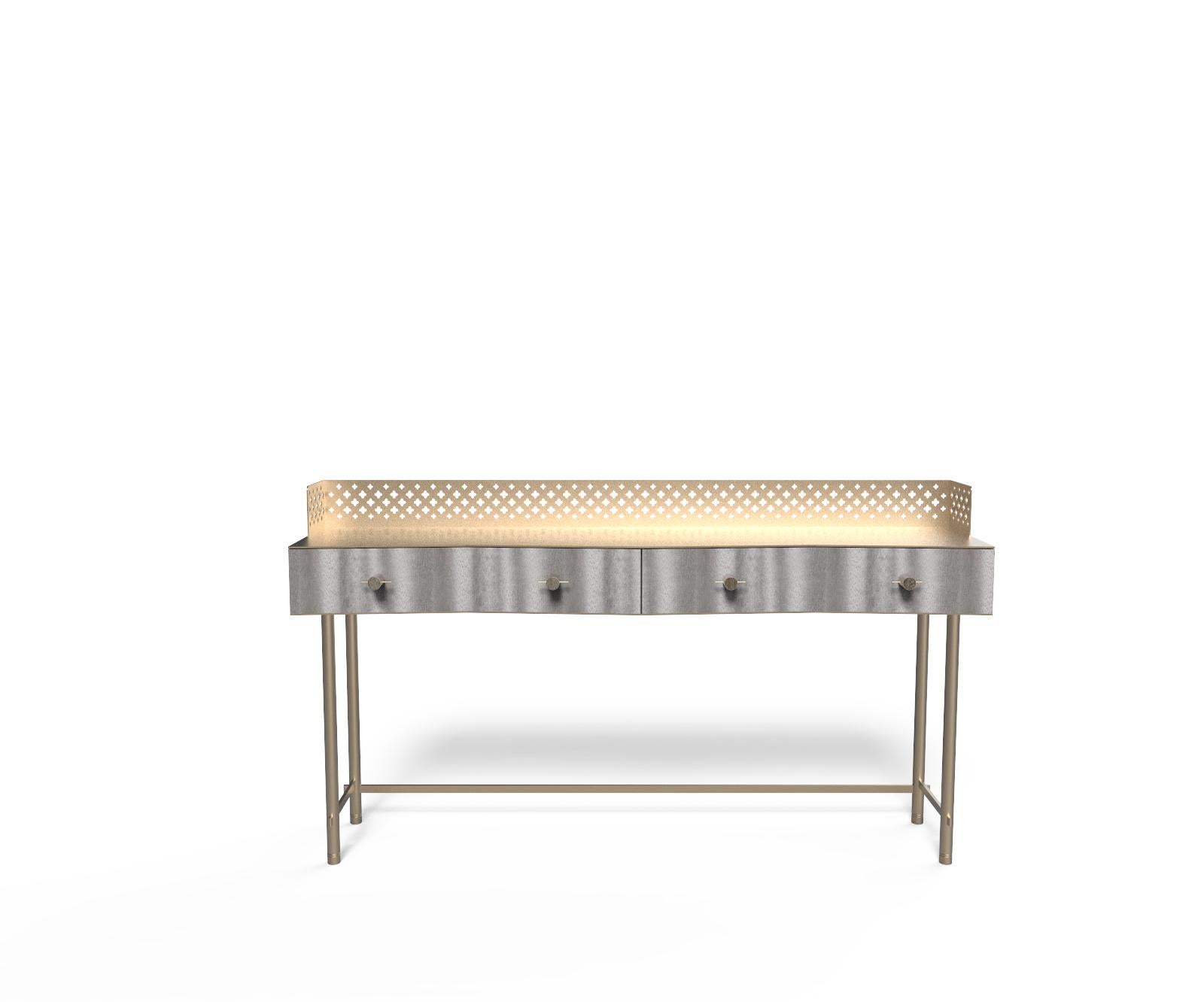 Savita Artisanal Luxury Wooden Console, Metal Structure, Made in Italy For Sale 1