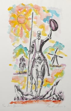 Don Quixote, Modern Hand-Colored Lithograph by Savo Radulović