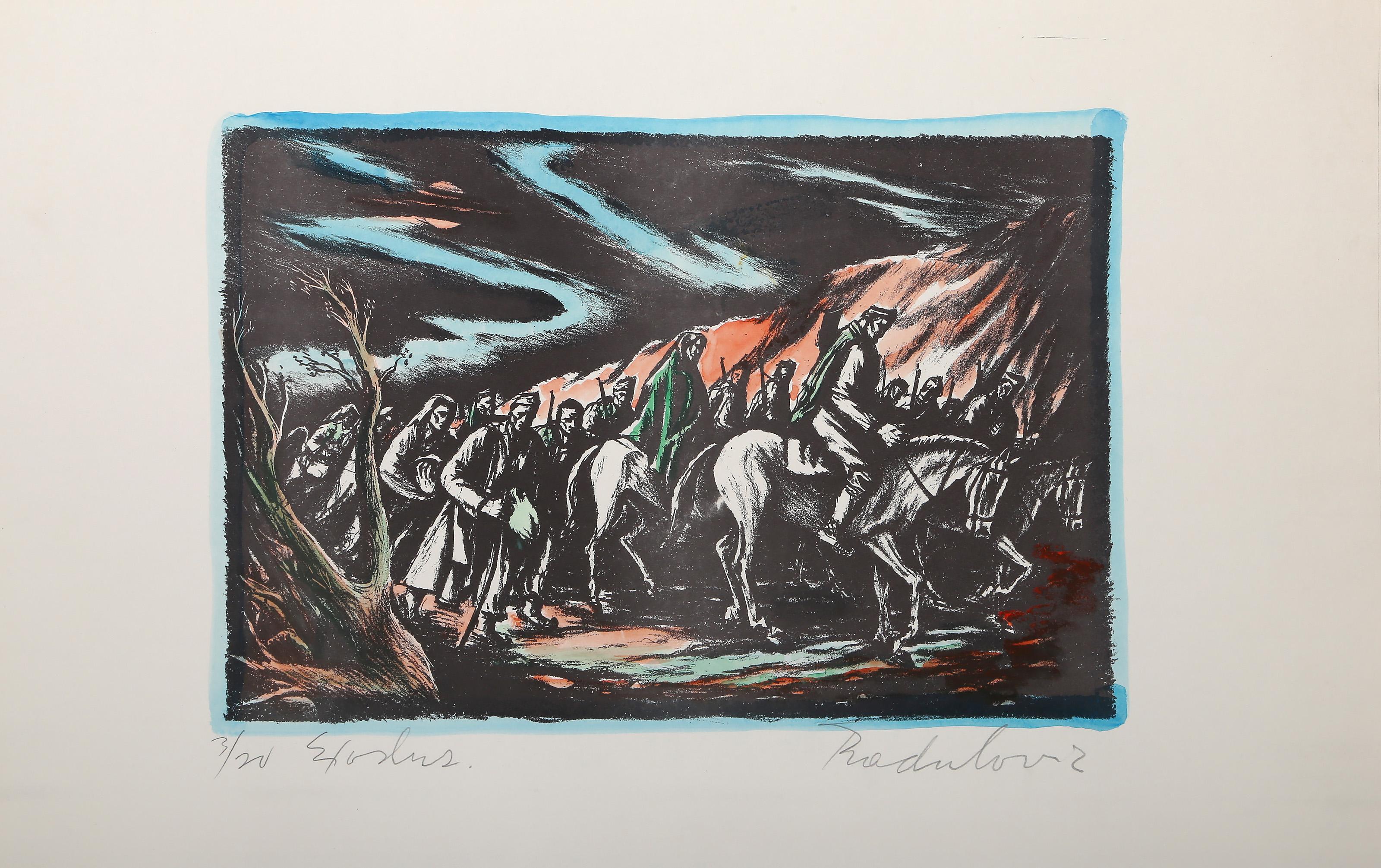 Exodus, litografia moderna colorata a mano di Savo Radulović - Print Moderno di Savo Radulovic