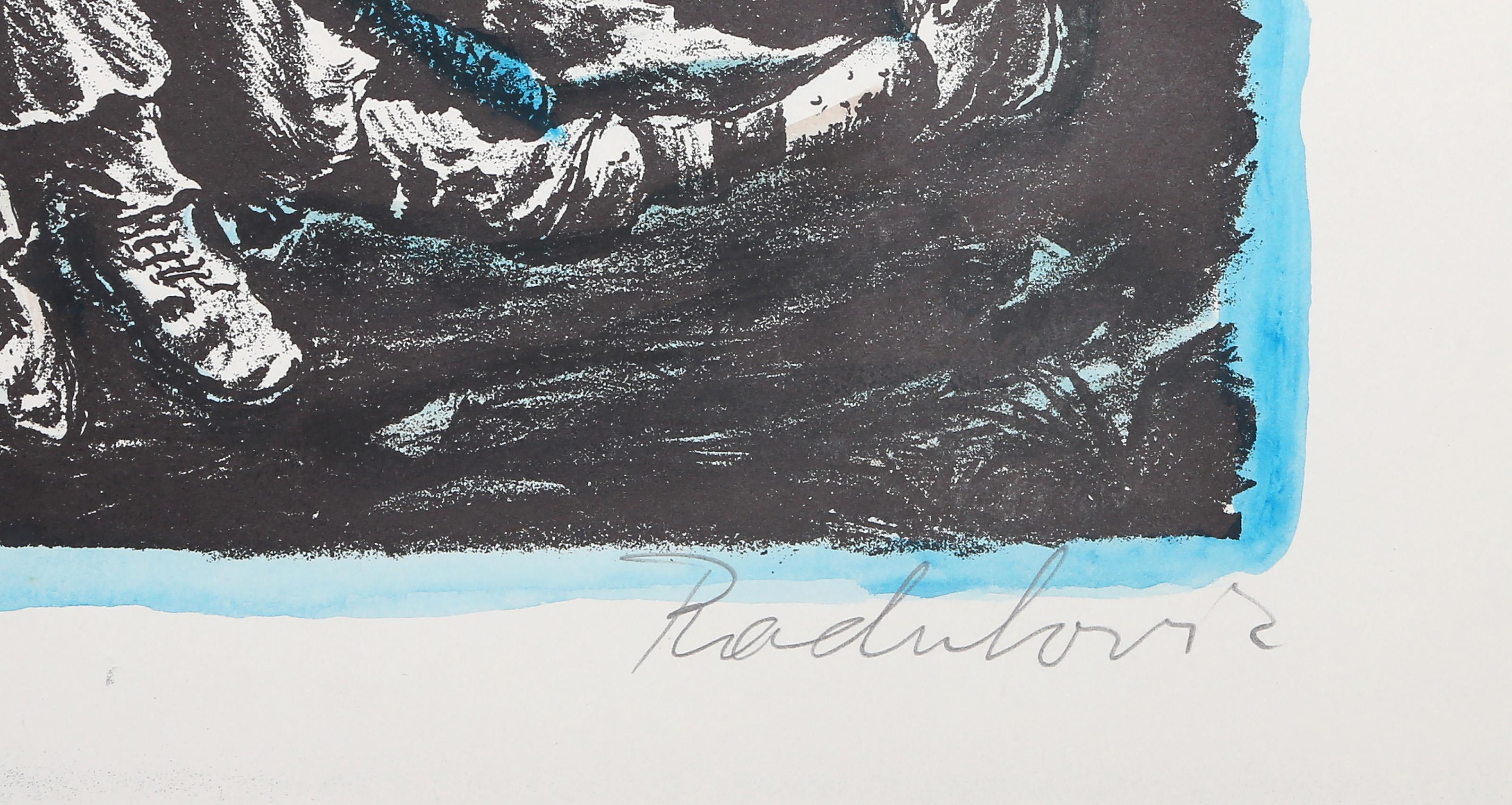 Fatiga, litografía moderna coloreada a mano por Savo Radulović - Print de Savo Radulovic