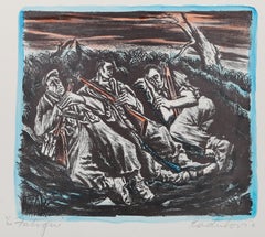 Fatigue, Modern Hand-Colored Lithograph by Savo Radulović