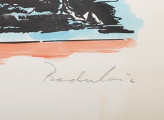 El bien y el mal, litografía moderna coloreada a mano por Savo Radulović