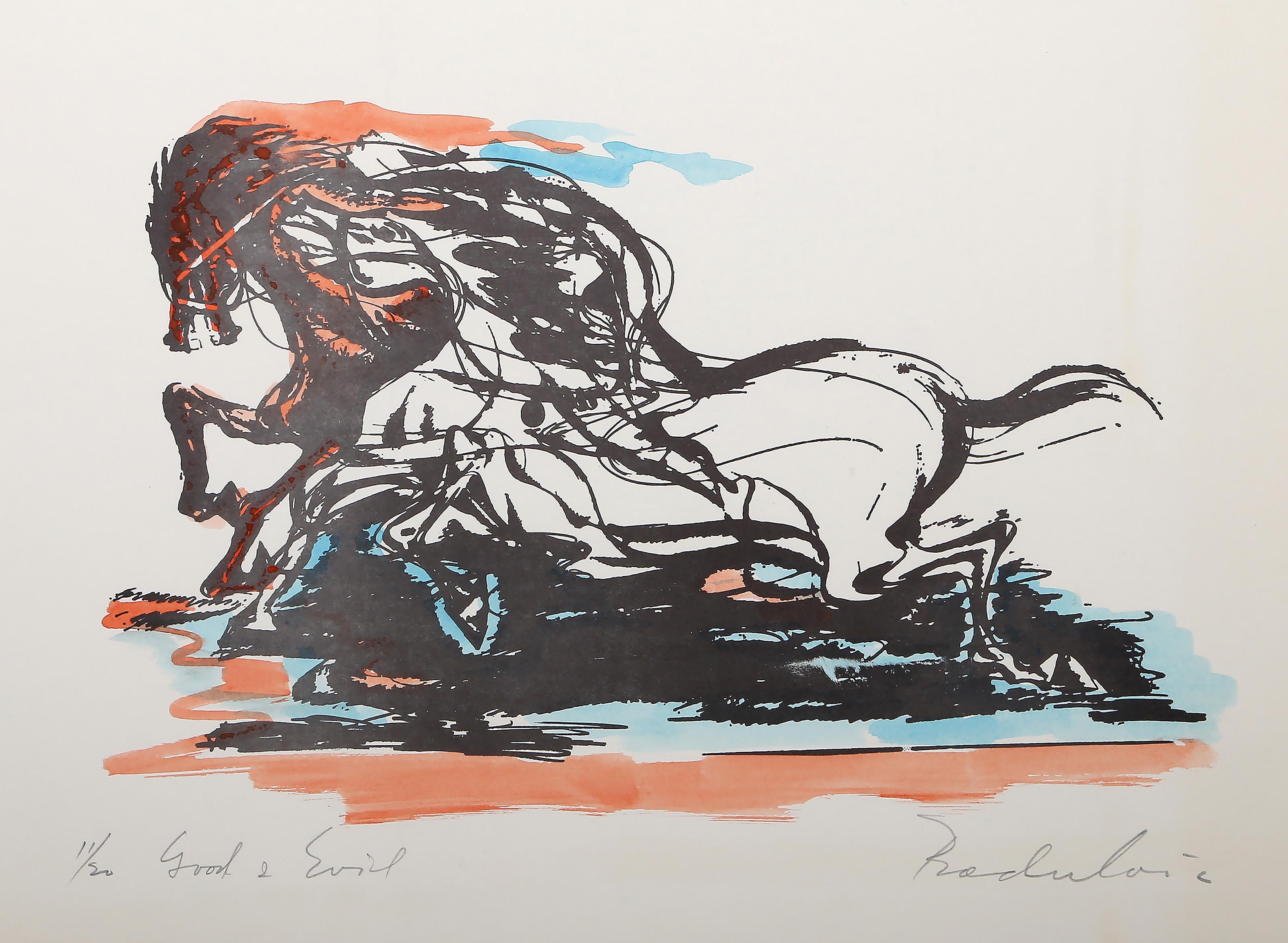 Animal Print di Savo Radulovic - Il bene e il male, litografia moderna colorata a mano di Savo Radulović