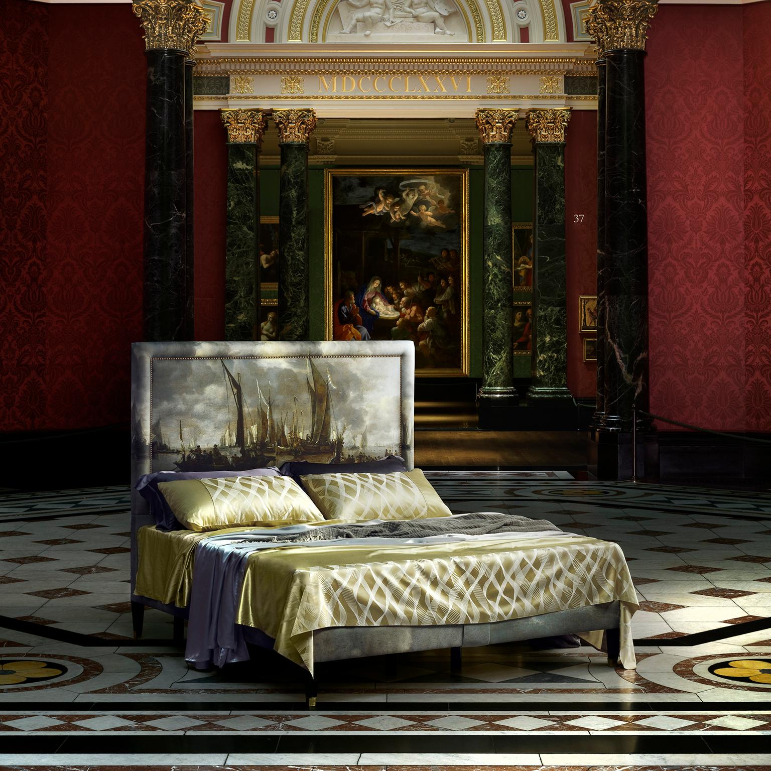 In Zusammenarbeit mit der National Gallery in London hat Savoir ein eindrucksvolles Bett mit Jan van de Cappelles 