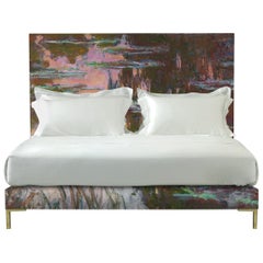 Savoir Harlech Bed with Claude Monet’s Water-Lilies, Made to Order, Queen Size