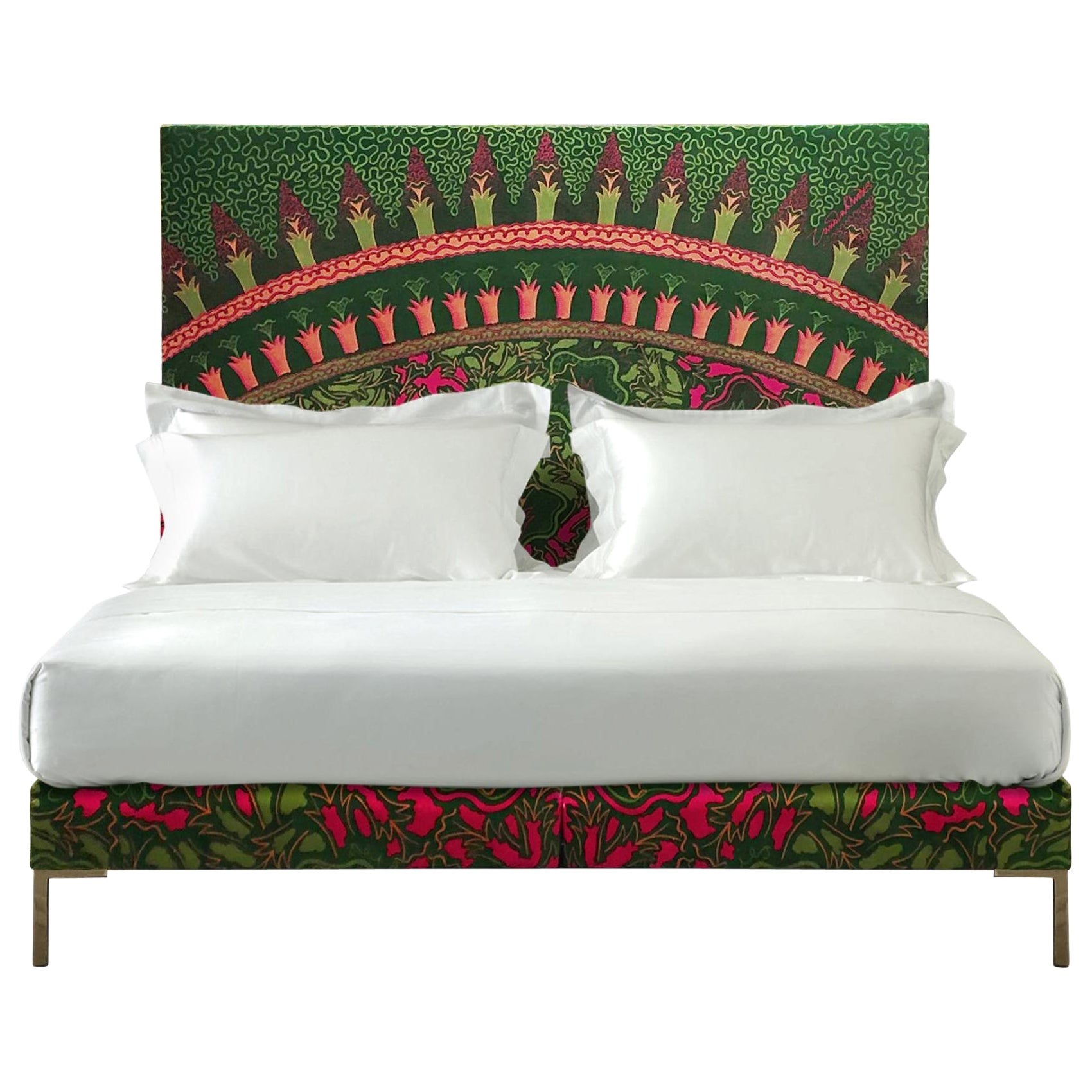 Savoir Lilies Headboard and Nº4 Bed Set, California King Size, by Zandra Rhodes For Sale