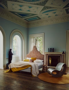 Savoir Rococo Inspired Patterned Headboard with Piping and Nº3 Bed Set, US King