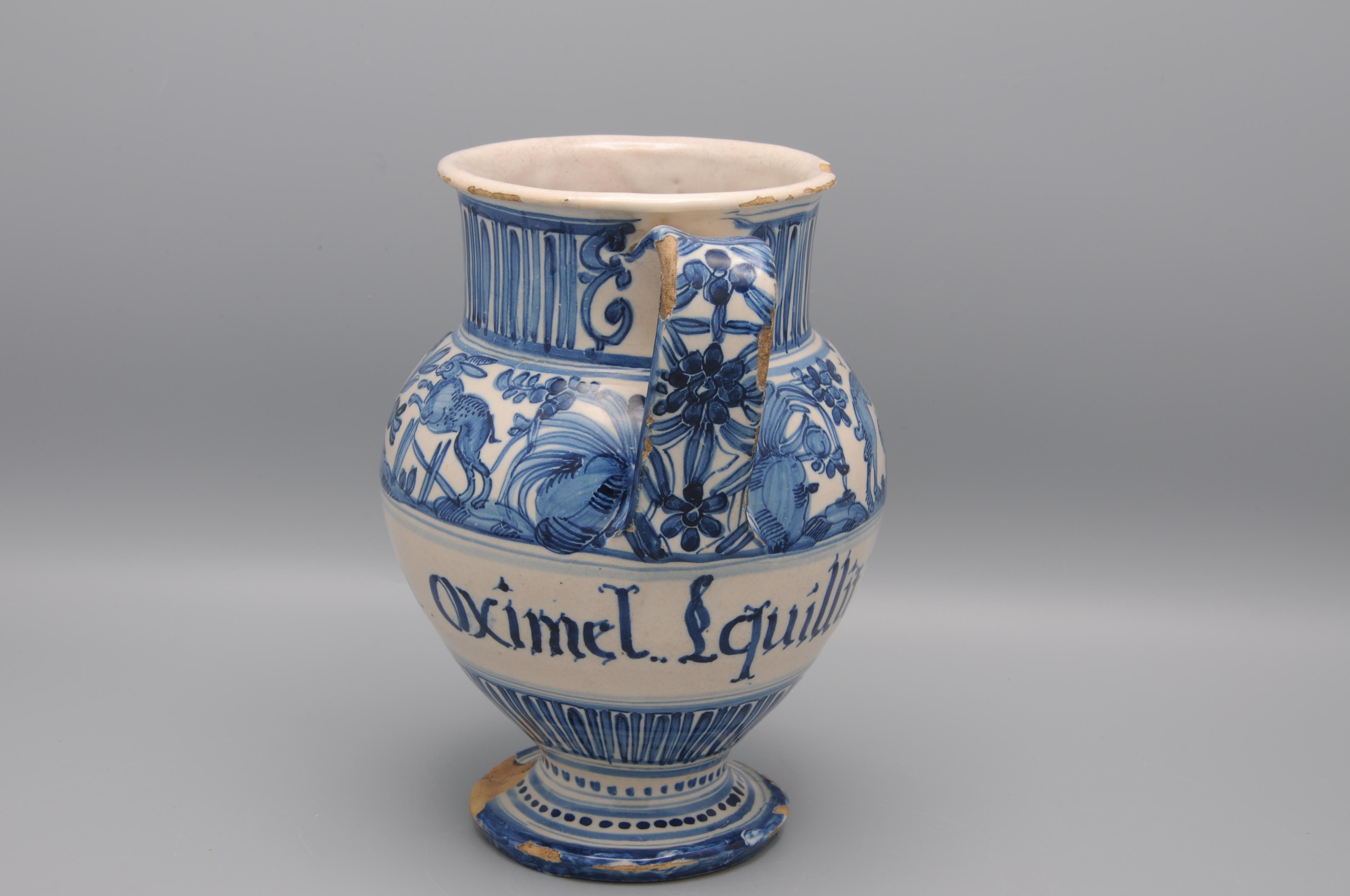 Savona - Maiolica Apothekergefäß / Weiches Drogengefäß -  17. Jahrhundert (Barock) im Angebot