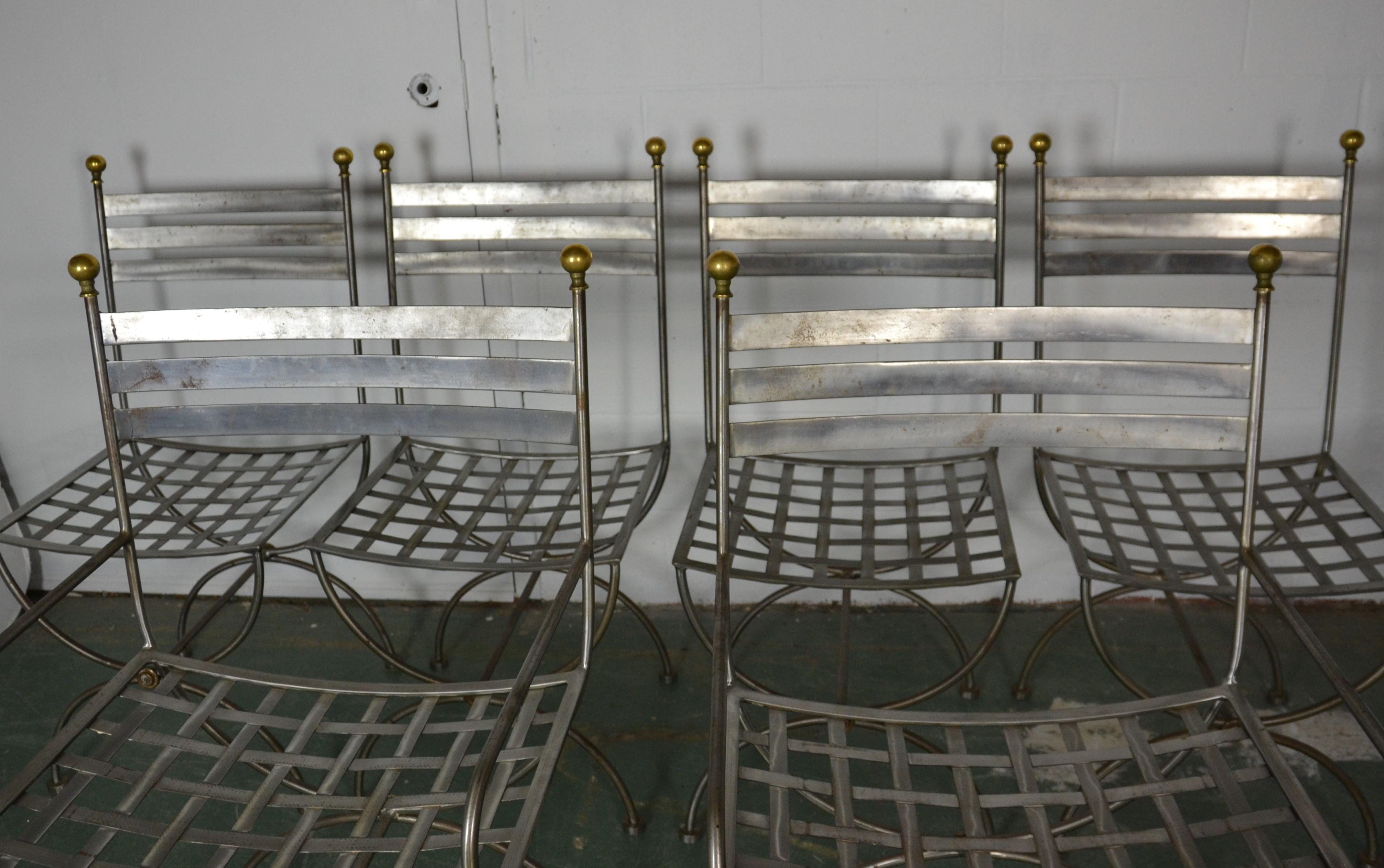 American Savonarola Style Steel Dining Chairs