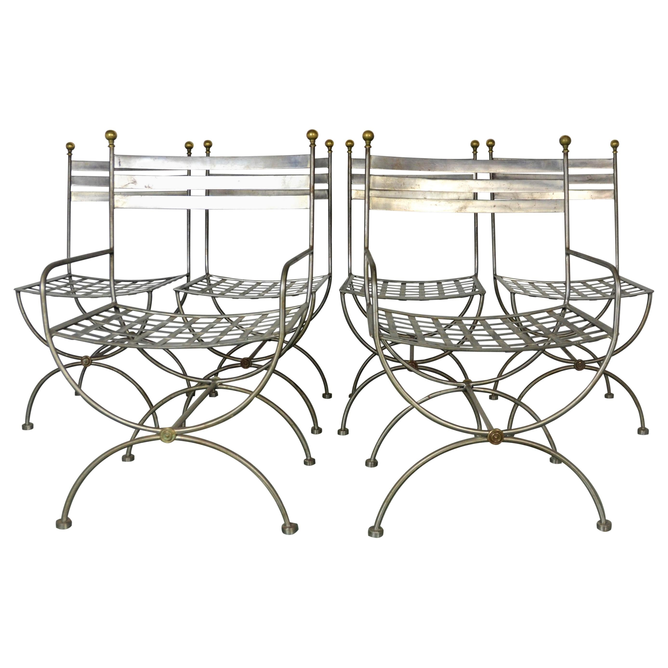 Savonarola Style Steel Dining Chairs
