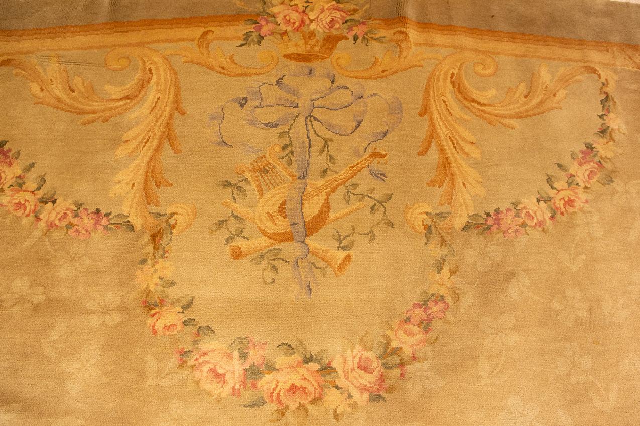 French Savonnerie Rug Royal Design with Soft Color Palette For Sale