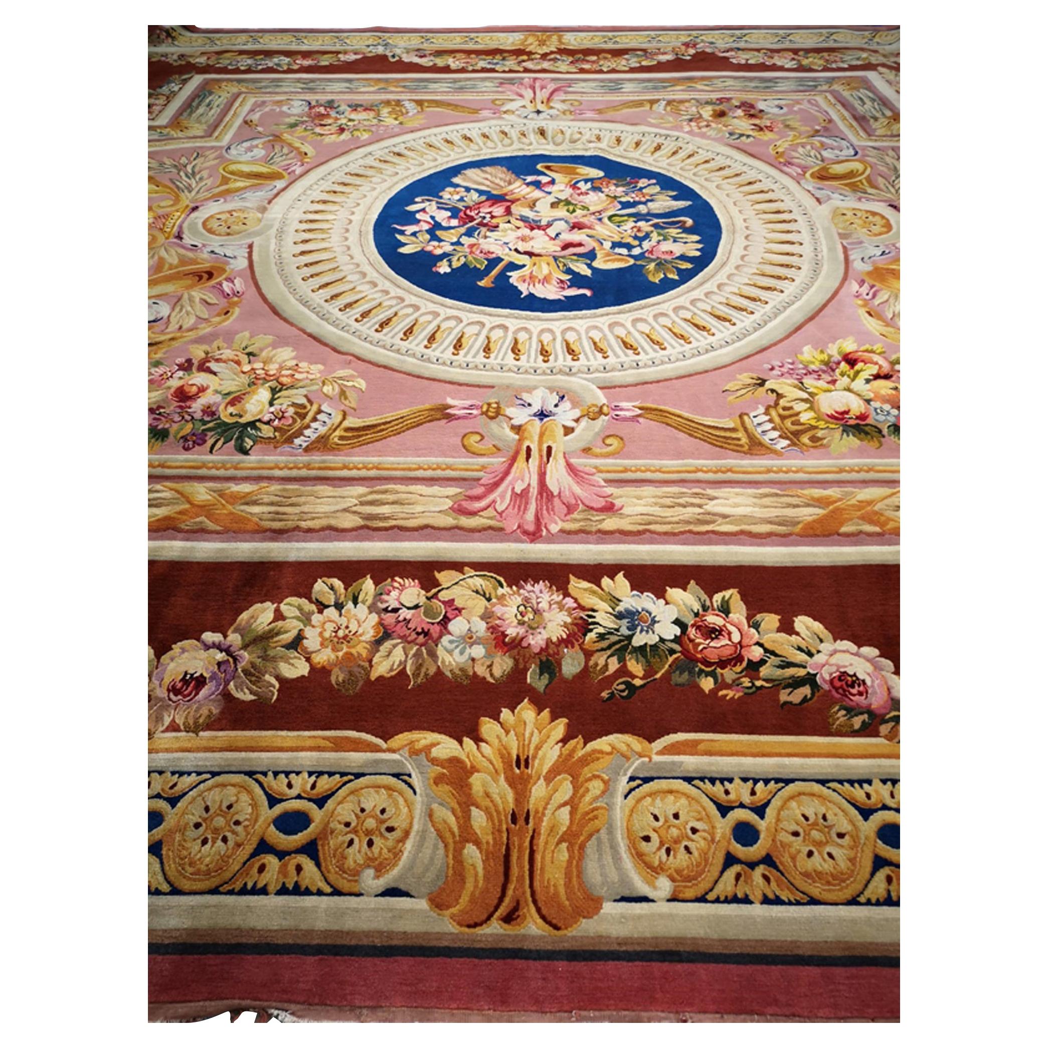 Savonnerie Rug Royal Design French Antique Palace Piece, 19th Century