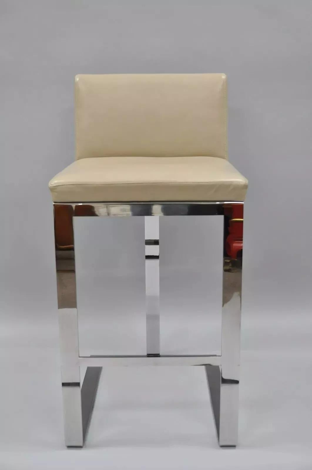 Savor Royce Metall Chrom Barhocker Caress Taupe Leder Century Furniture F im Angebot 1