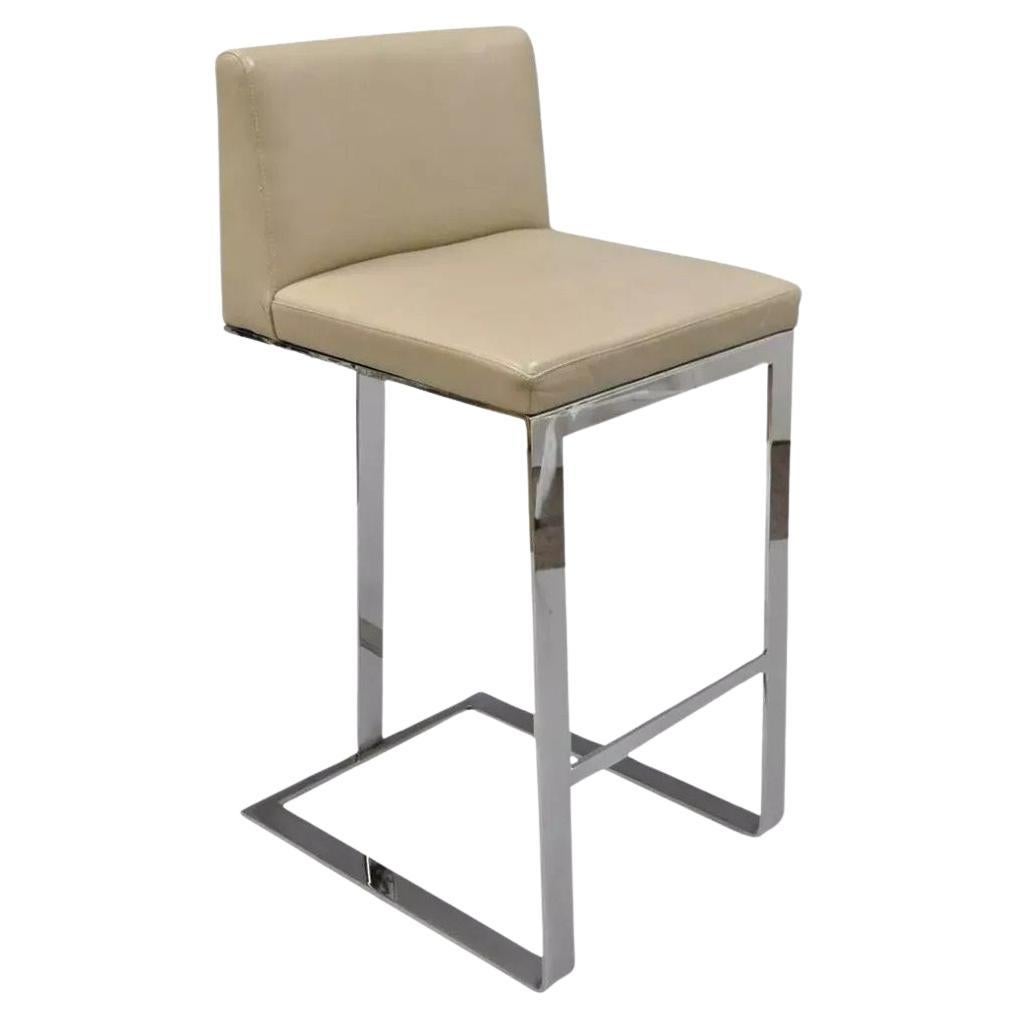 Savor Royce Metal Chrome Bar Stool Caress Taupe Leather Century Furniture F